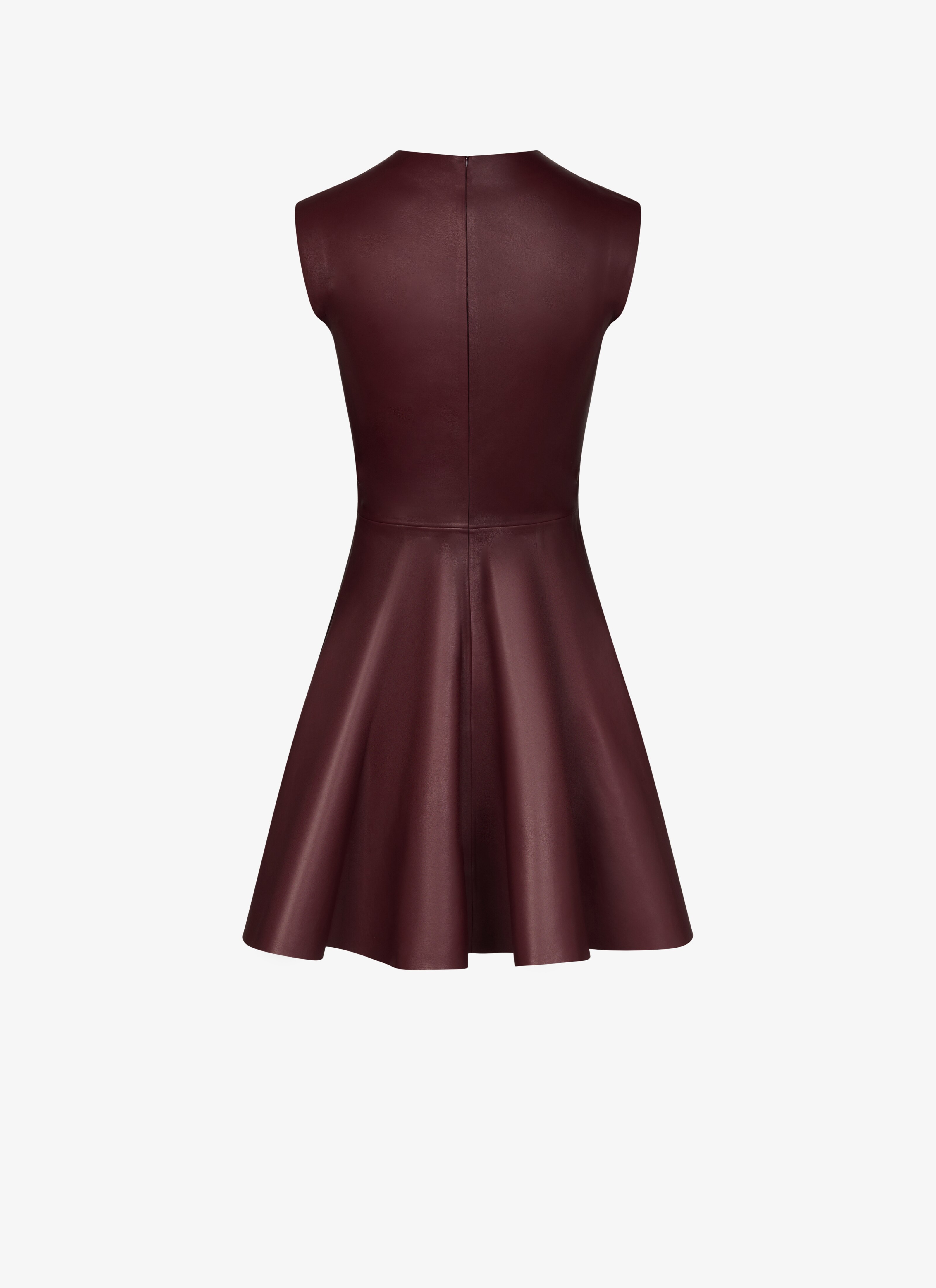 ALAÏA RED LEATHER SKATER DRESS