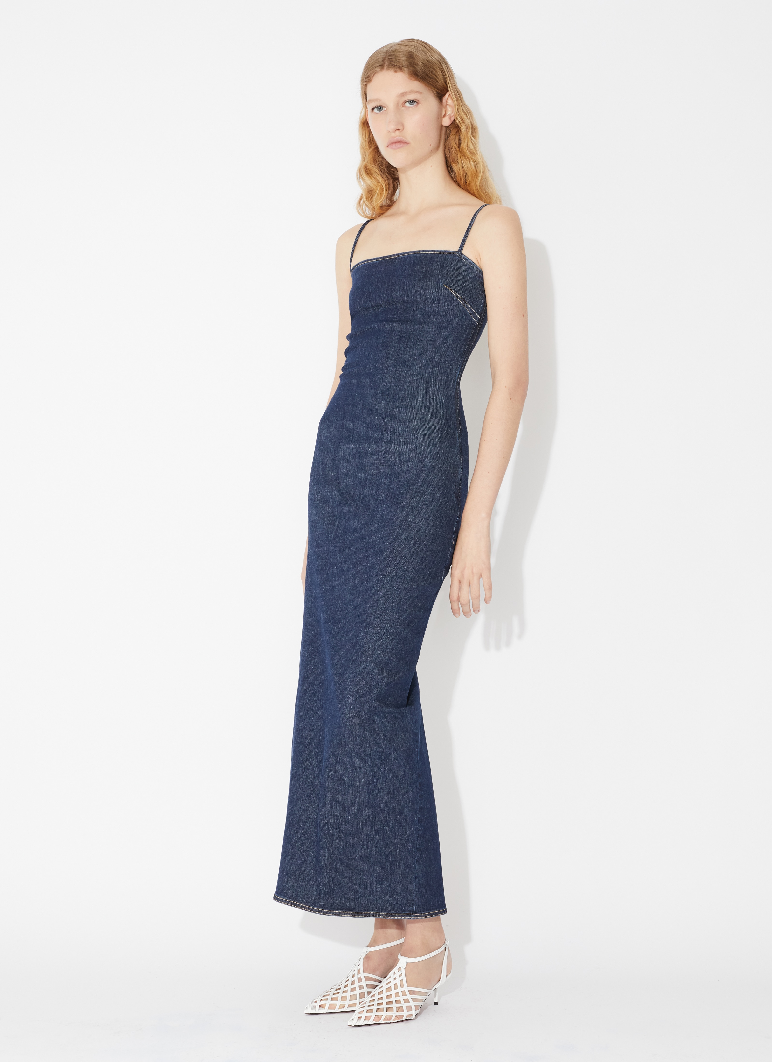 ALAÏA ABITO A TUBINO IN DENIM BLU