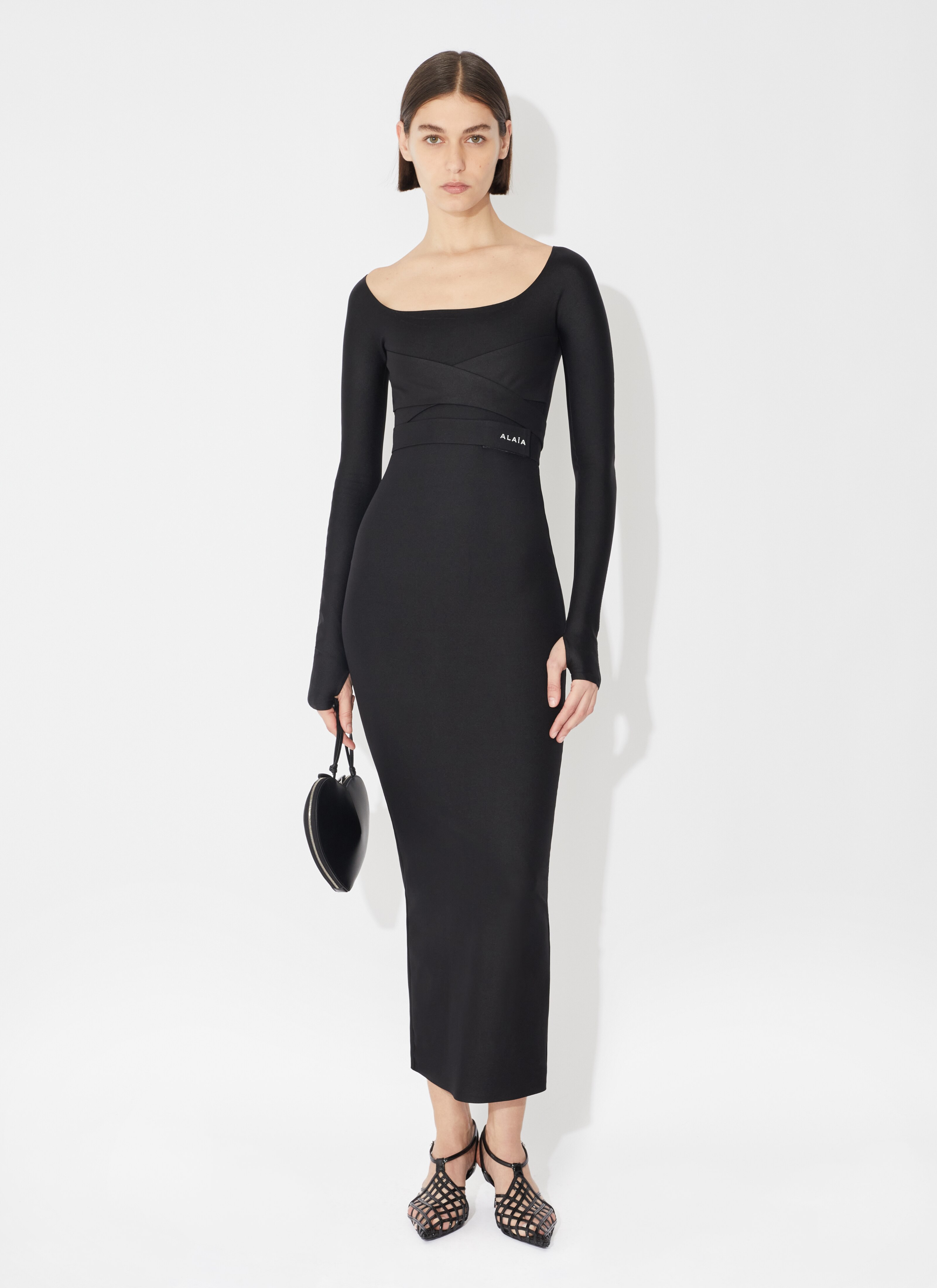 ALAÏA BLACK SCULPTING JERSEY DRESS