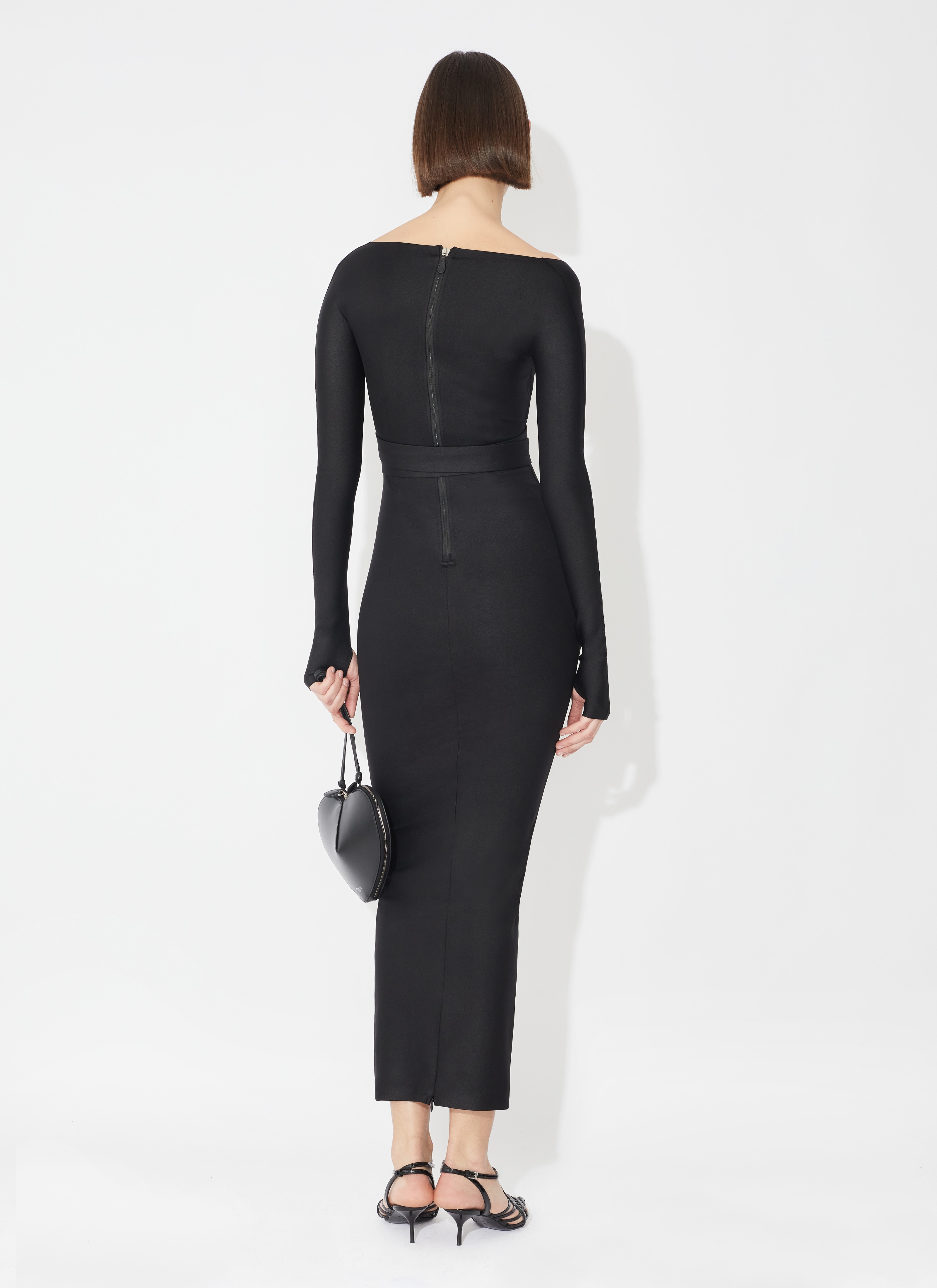 ALAÏA BLACK SCULPTING JERSEY DRESS