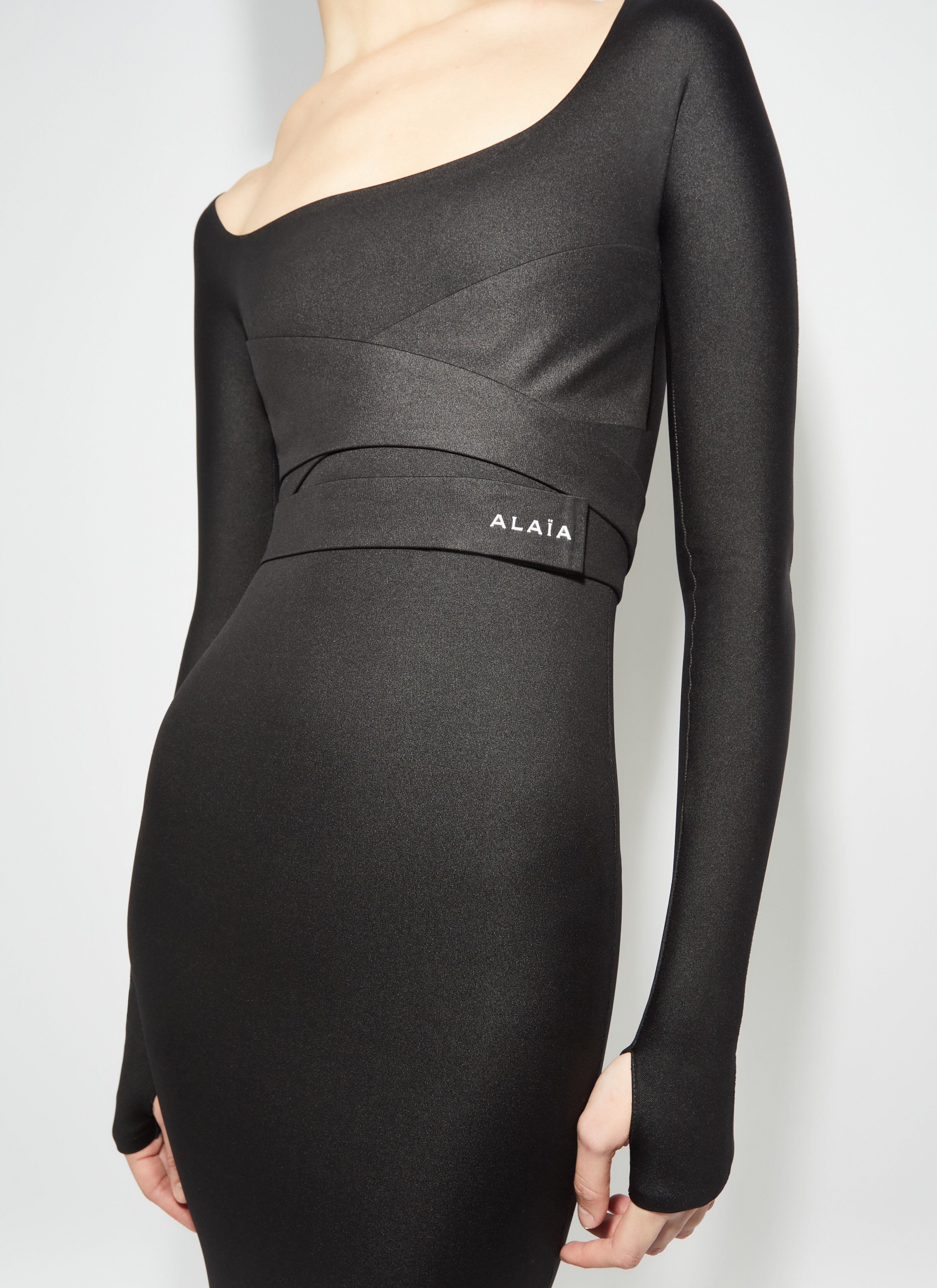 ALAÏA BLACK SCULPTING JERSEY DRESS