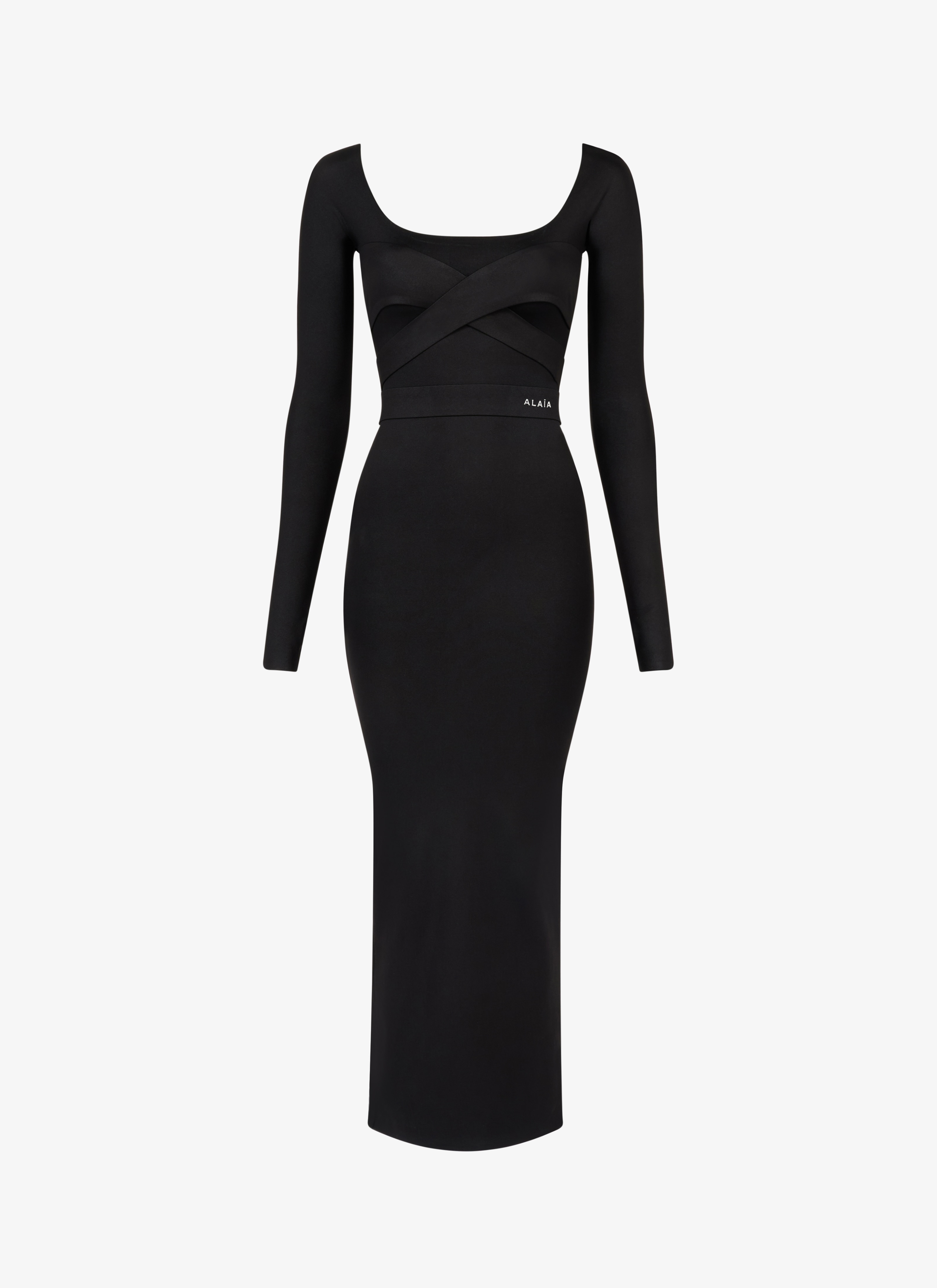 ALAÏA Women's Black Sculpting Jersey Dress | ALAÏA US