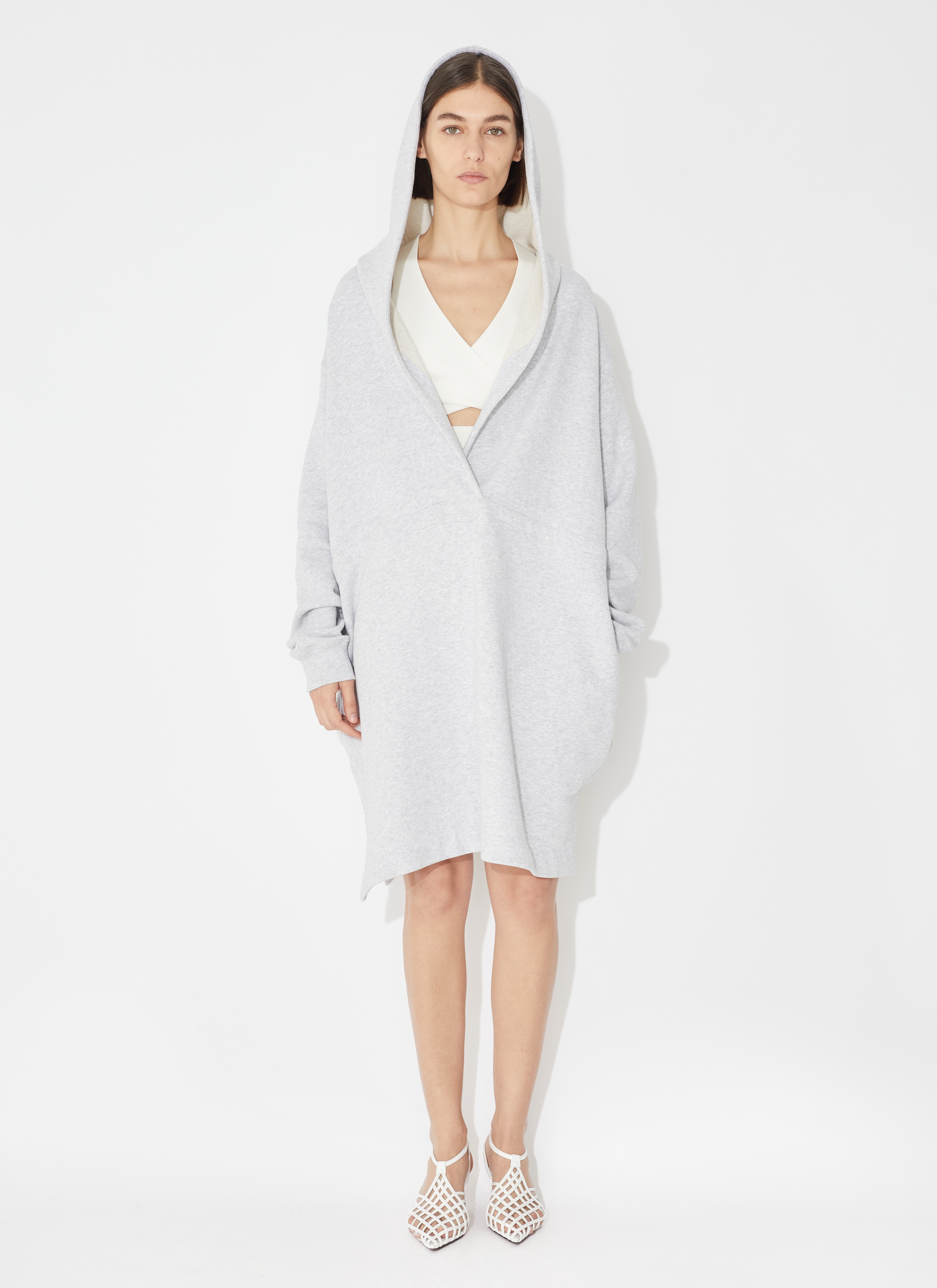 ALAÏA GRAY COTTON FLEECE DRESS