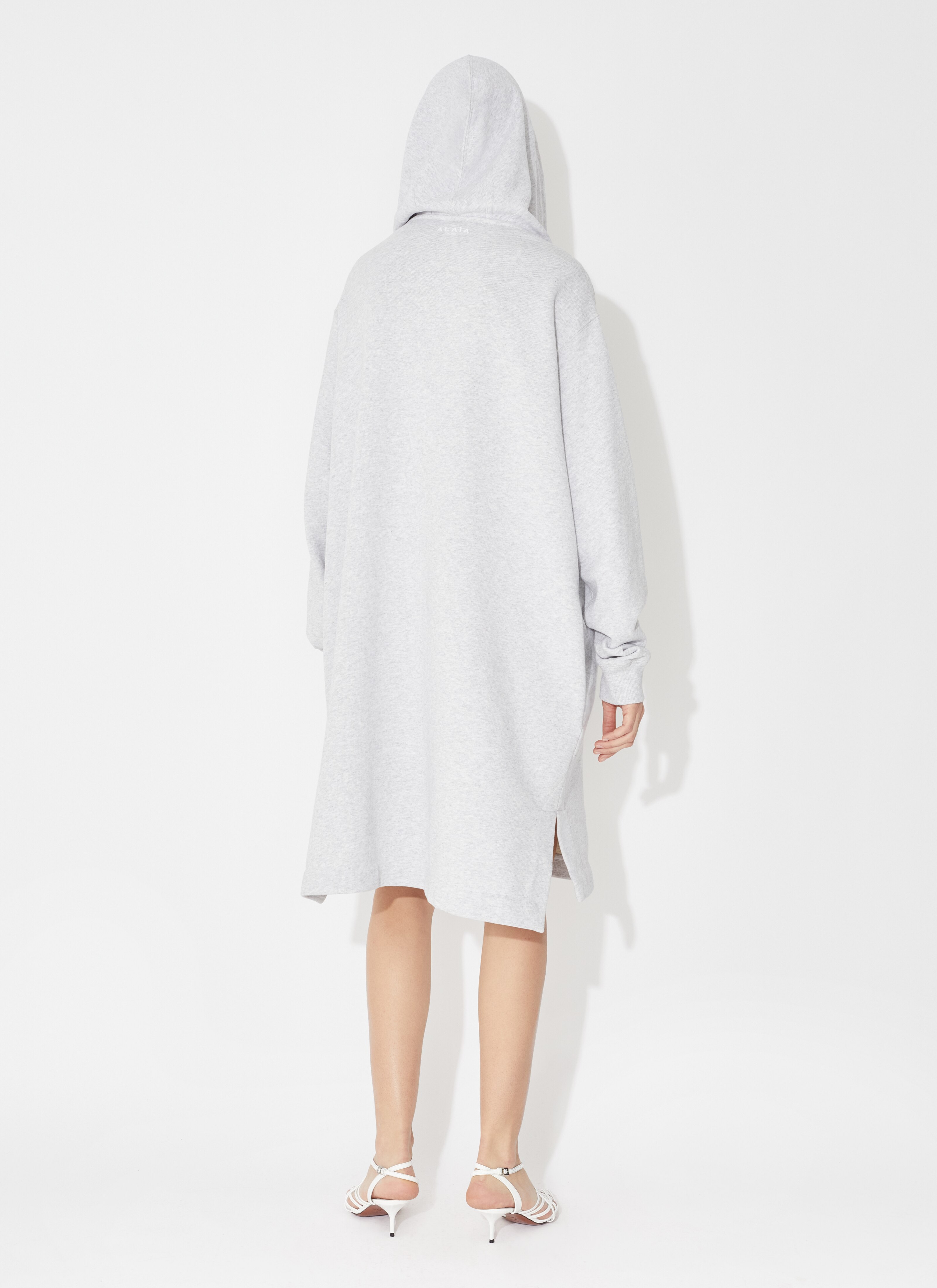 ALAÏA GRAY COTTON FLEECE DRESS