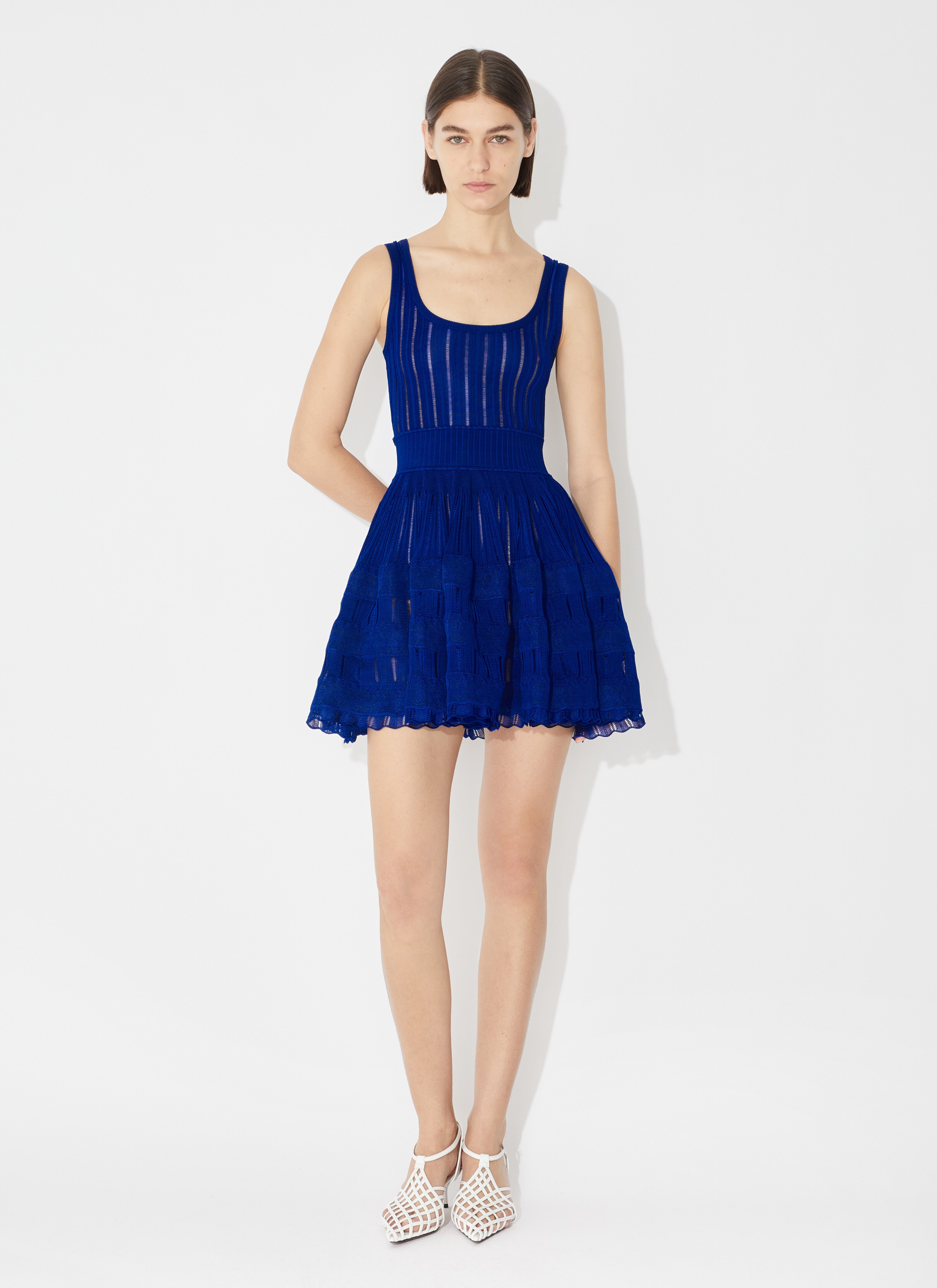 ALAÏA BLUE SHINY CRINOLINE DRESS