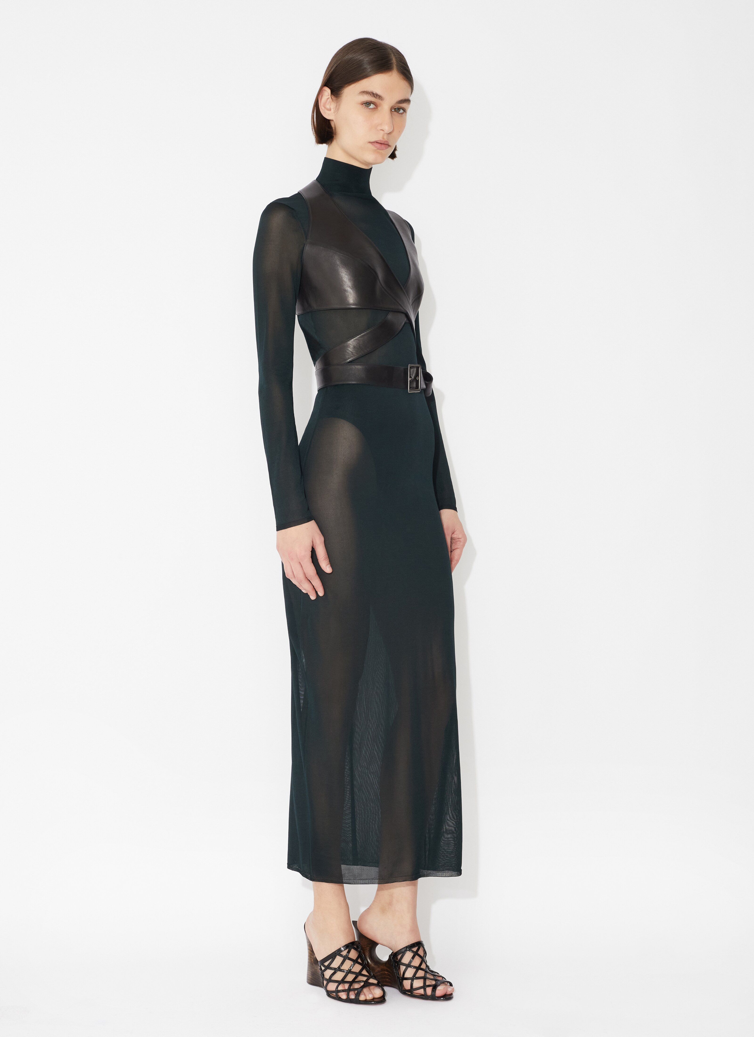 ALAÏA GREEN SHEER KNIT DRESS