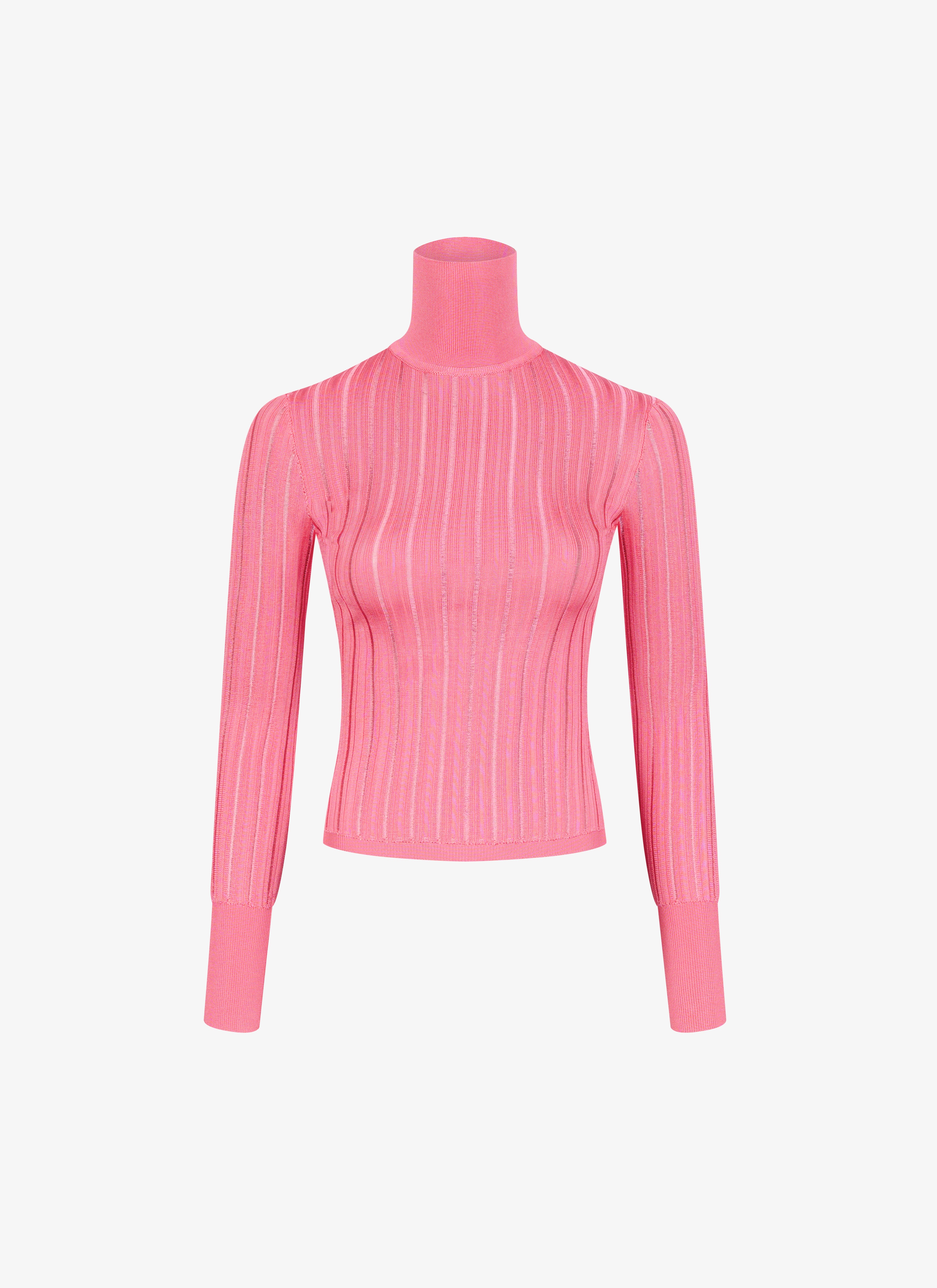ALAÏA PINK SHINY CRINOLINE TURTLENECK
