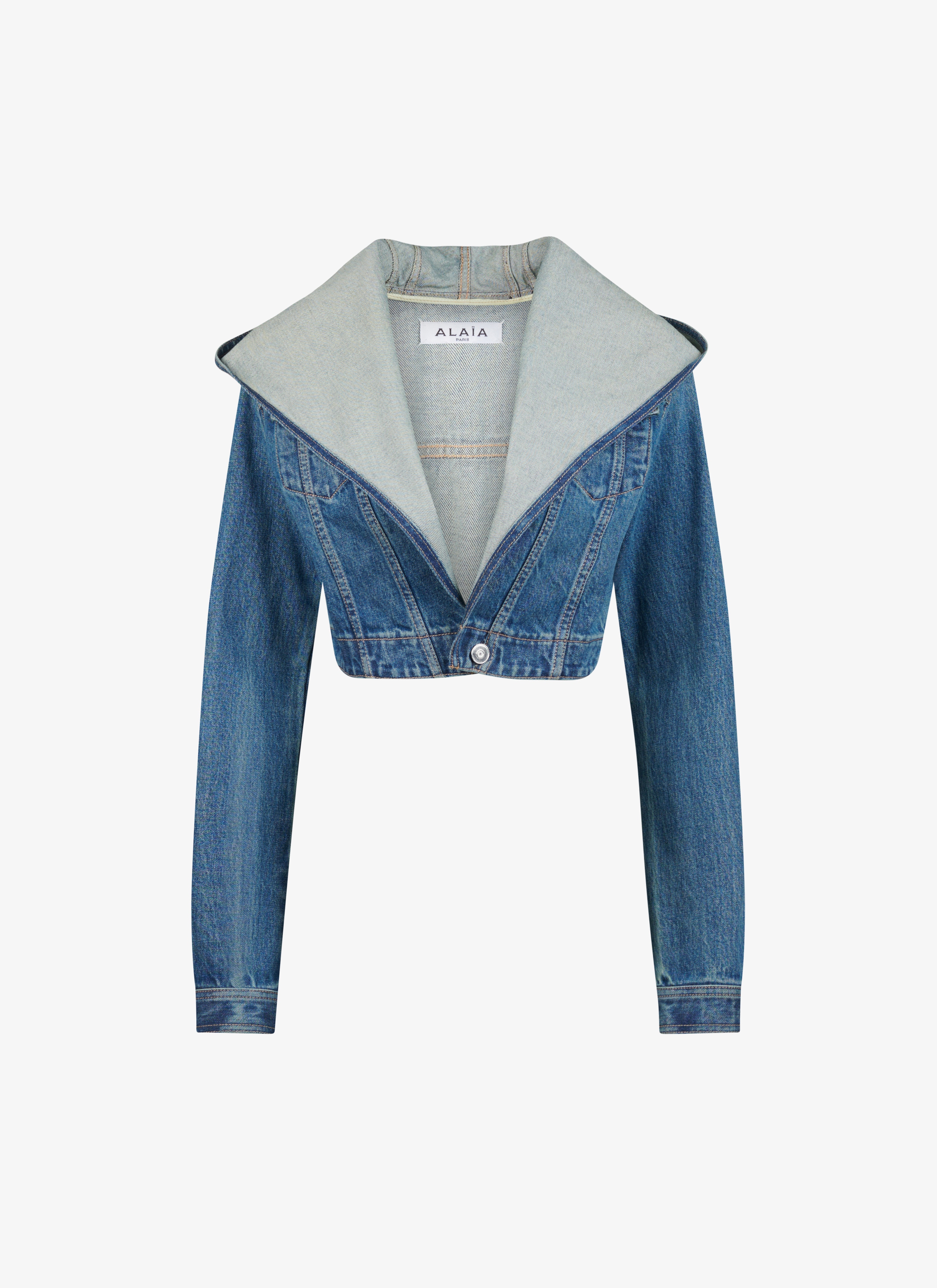 ALAÏA Women's Blue Denim Hood Jacket