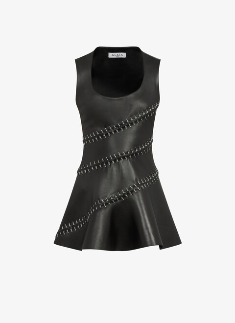 Embroidered leather skater dress - maison-alaia.com