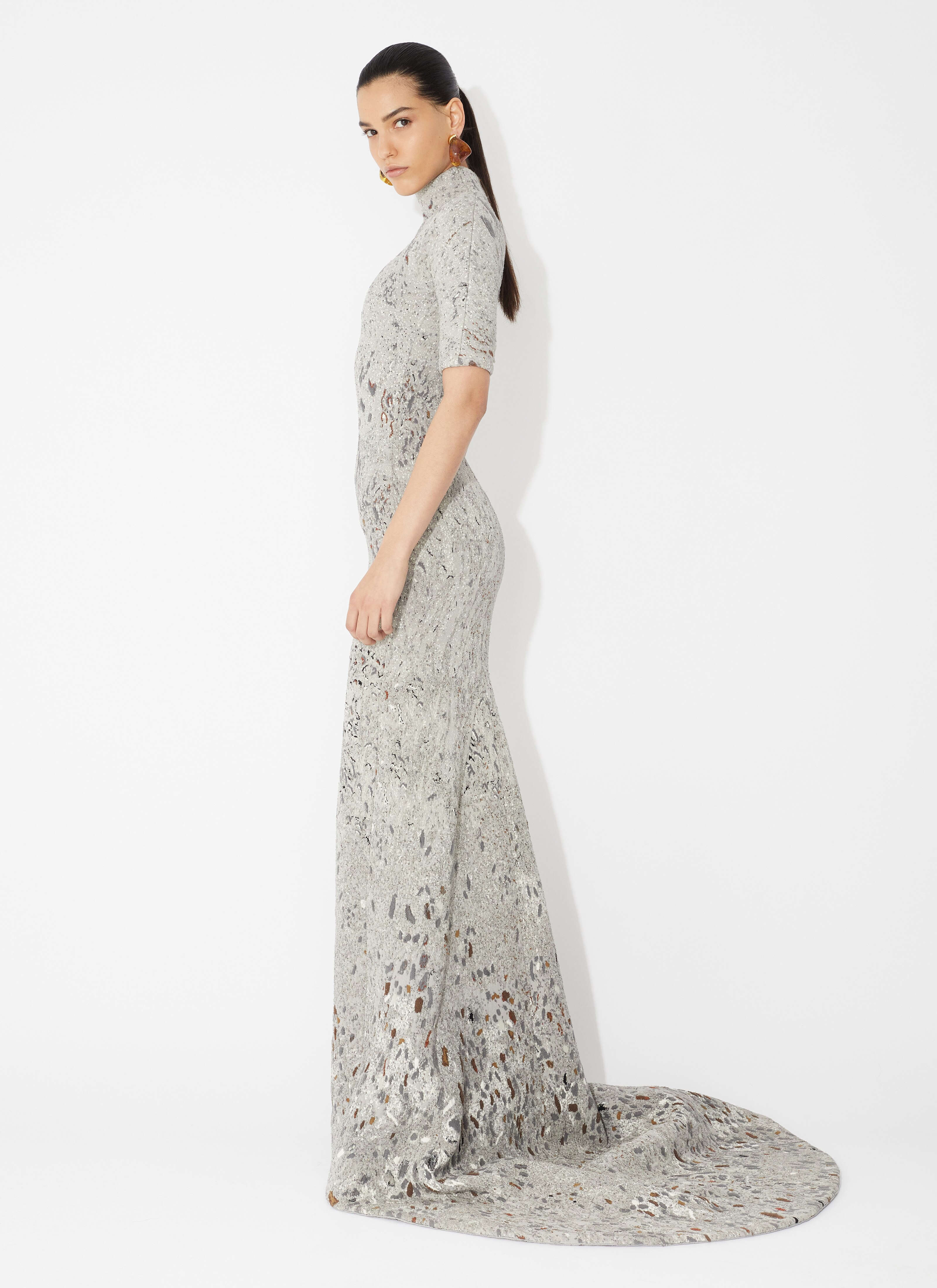 ALAÏA  LONG KNIT JACQUARD DRESS