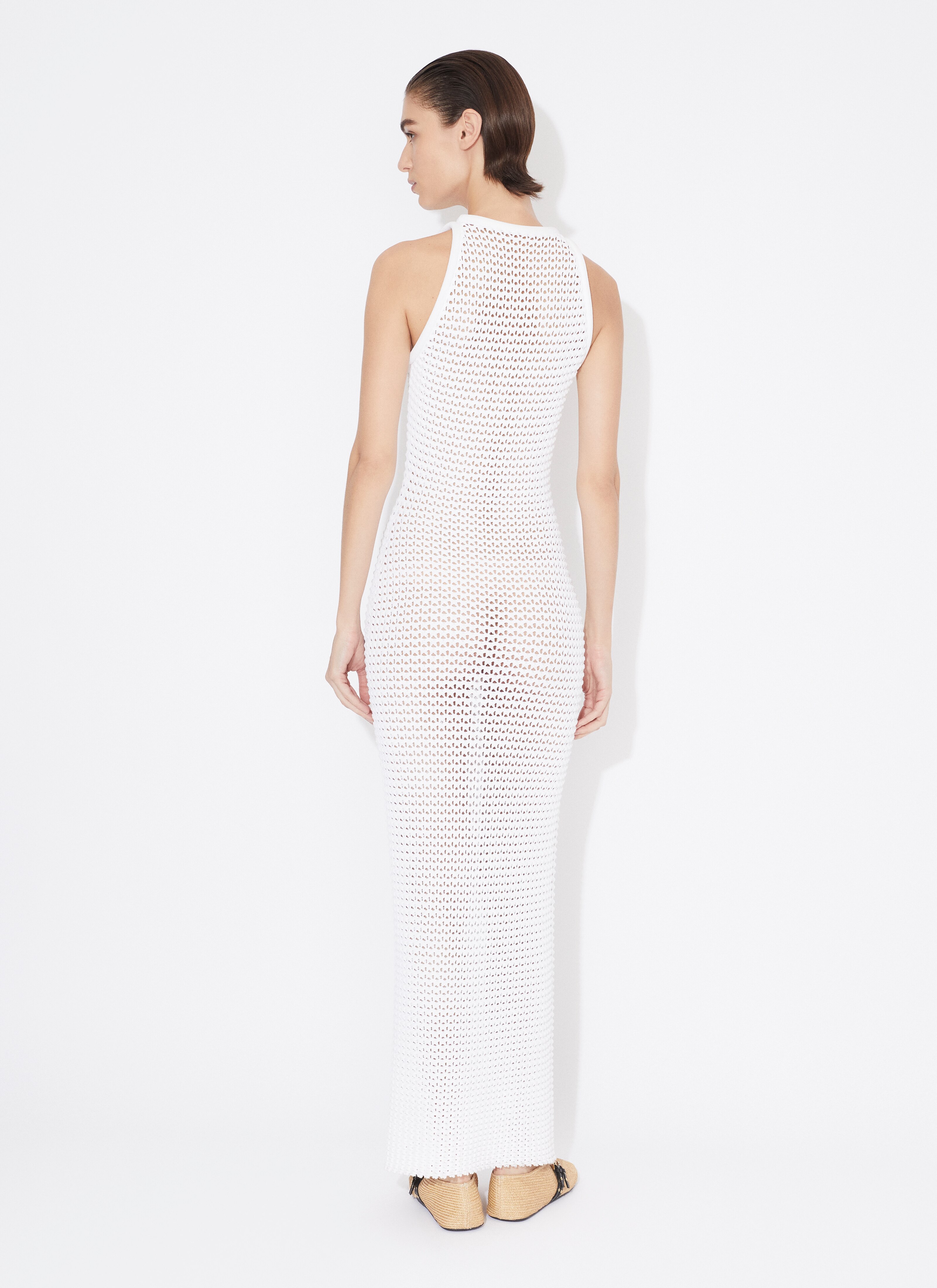 ALAÏA WHITE WAFFLE KNIT TUBE DRESS