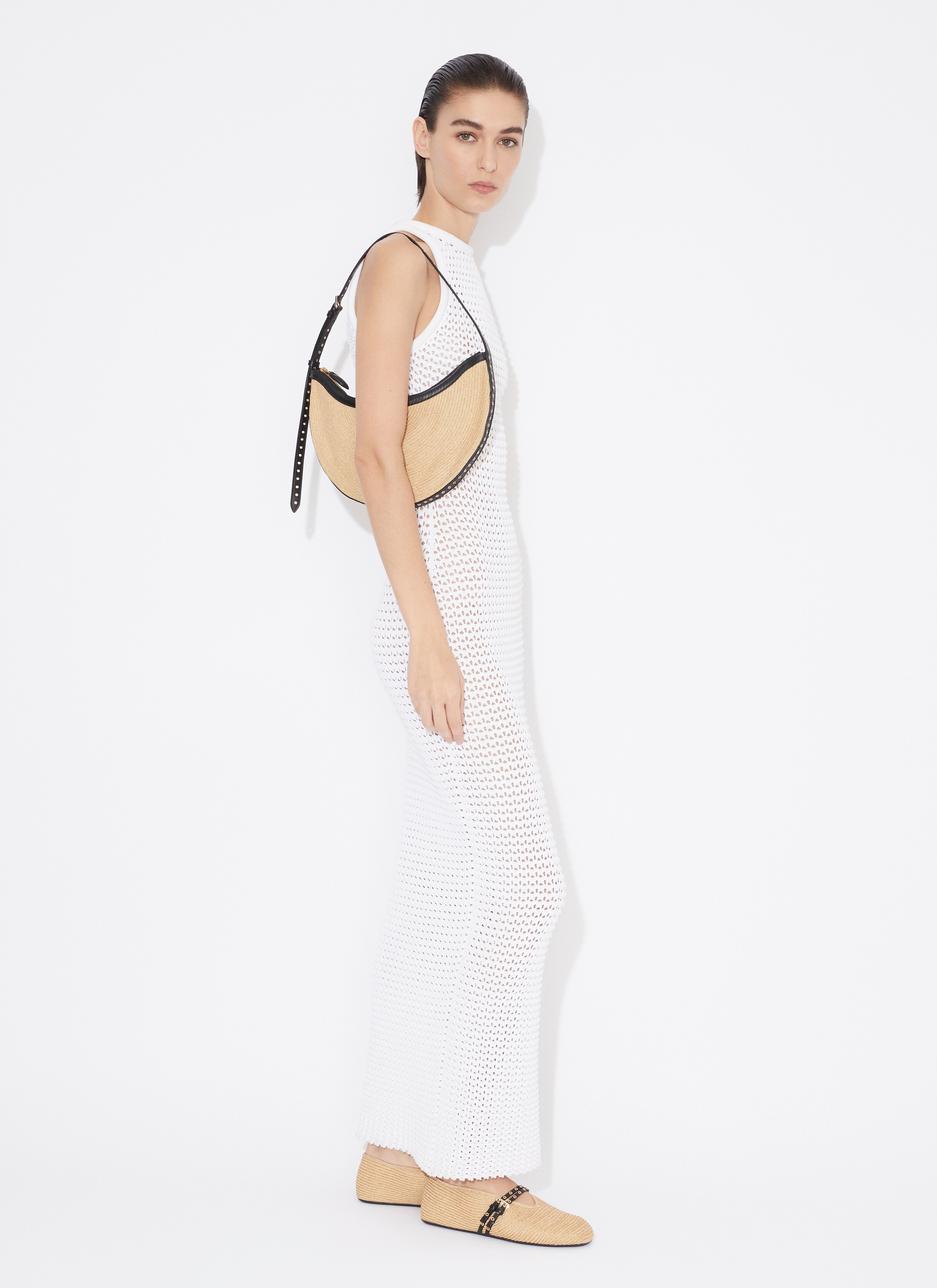 ALAÏA WHITE WAFFLE KNIT TUBE DRESS
