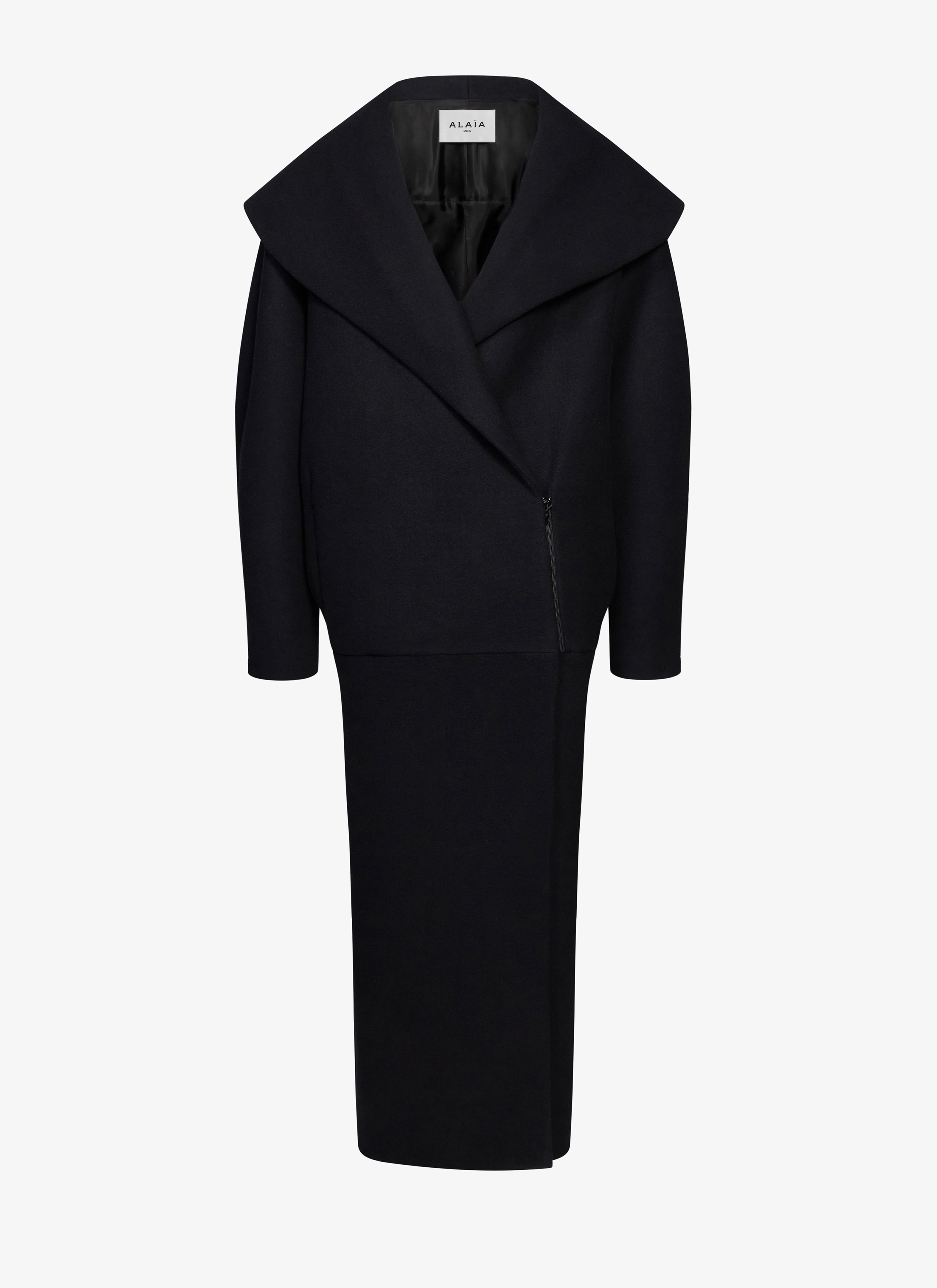 ALA A Women s Black Wool Cocoon Coat ALA A GT