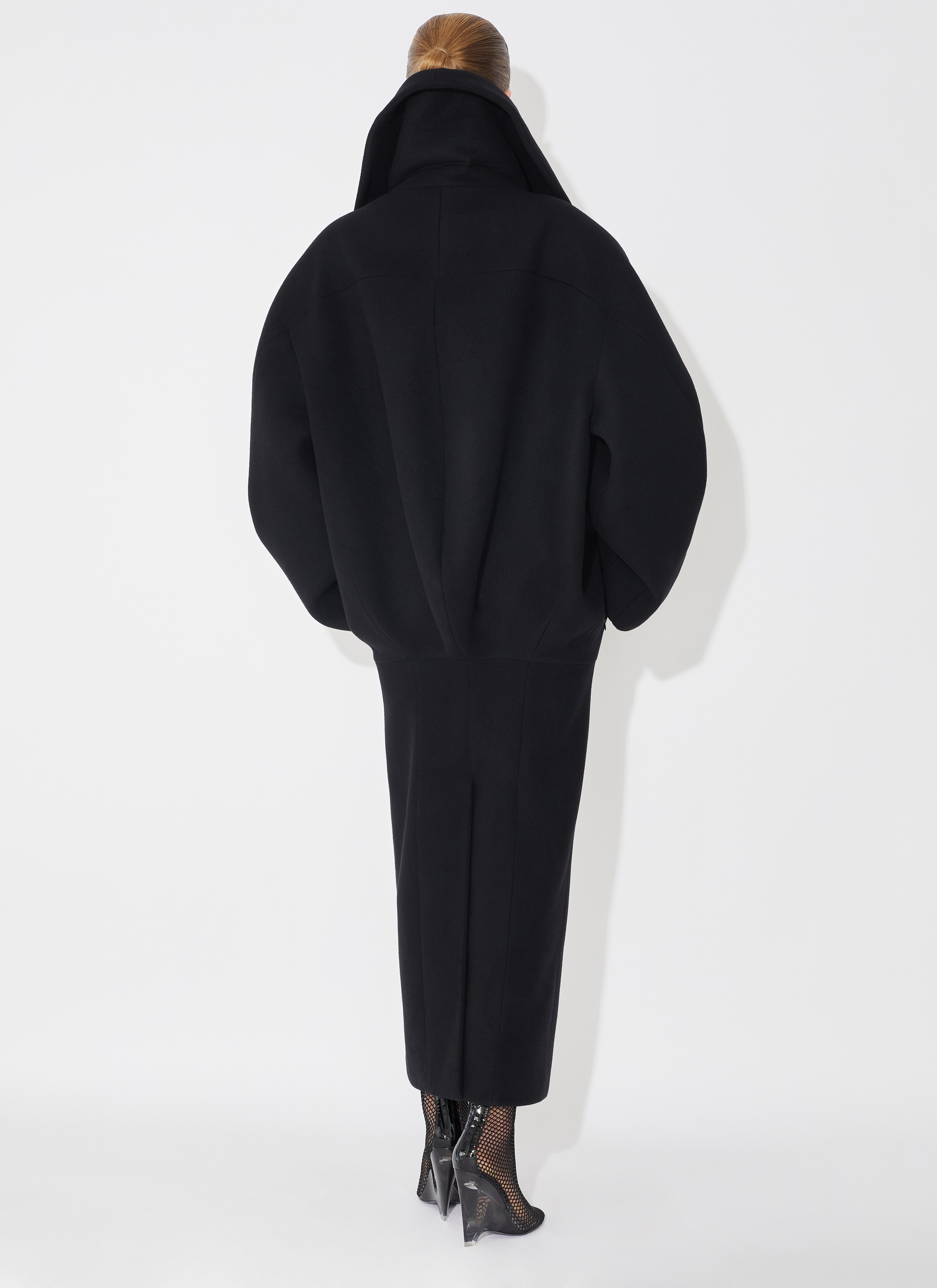 ALAÏA BLACK WOOL COCOON COAT