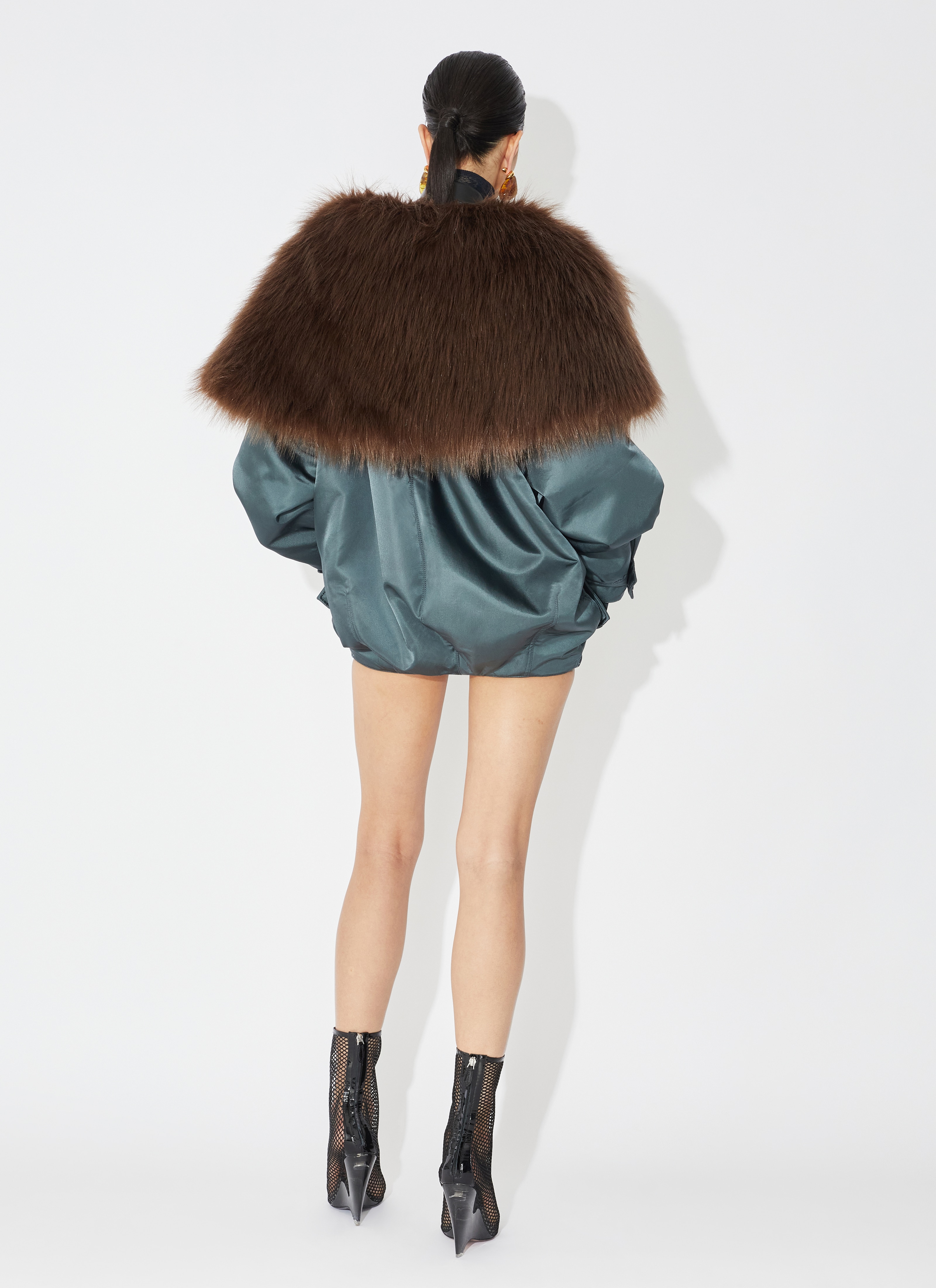 ALAÏA GREEN NYLON MAXI BOMBER
