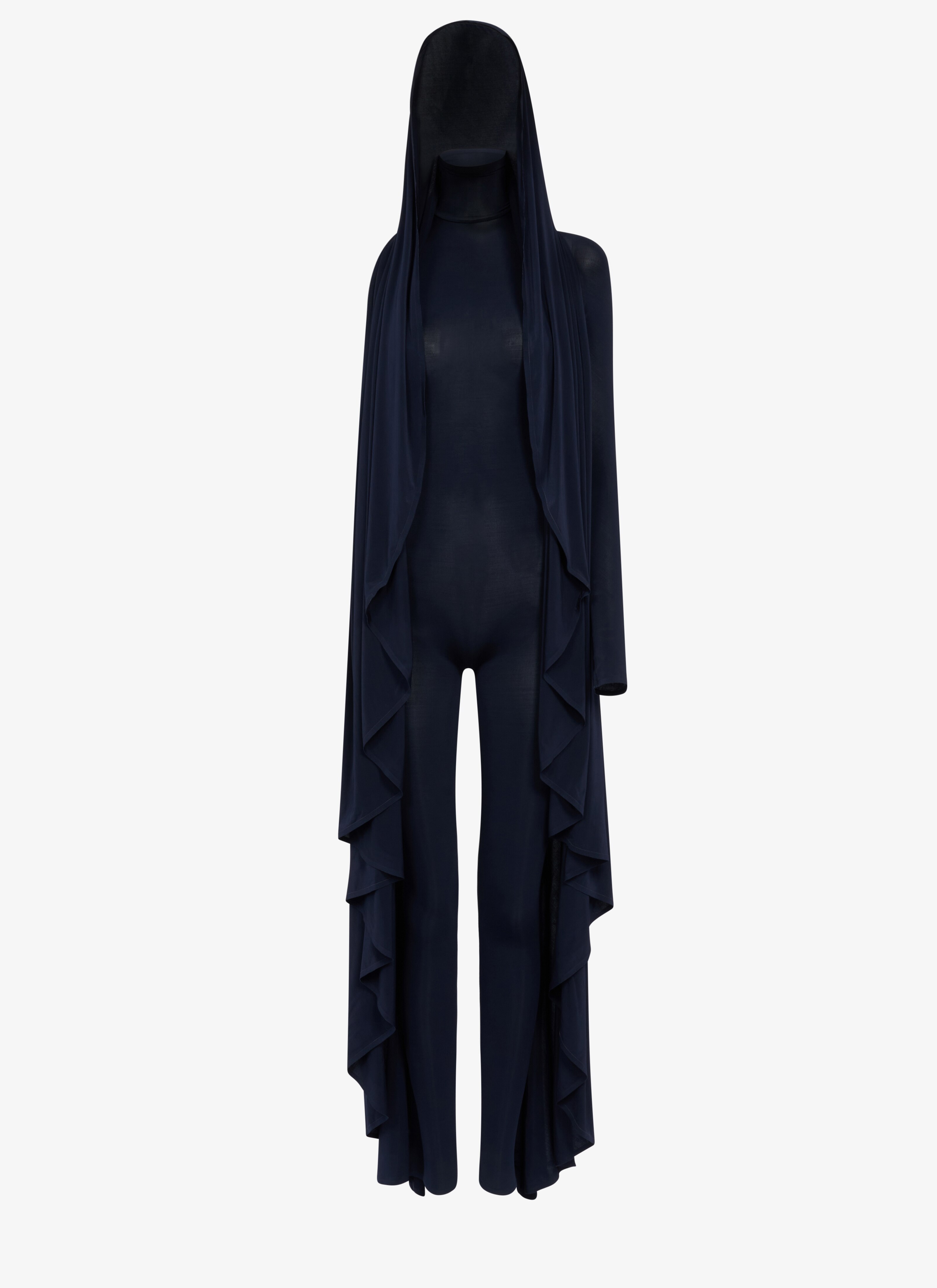 ALAÏA BLUE FLUID JERSEY JUMPSUIT