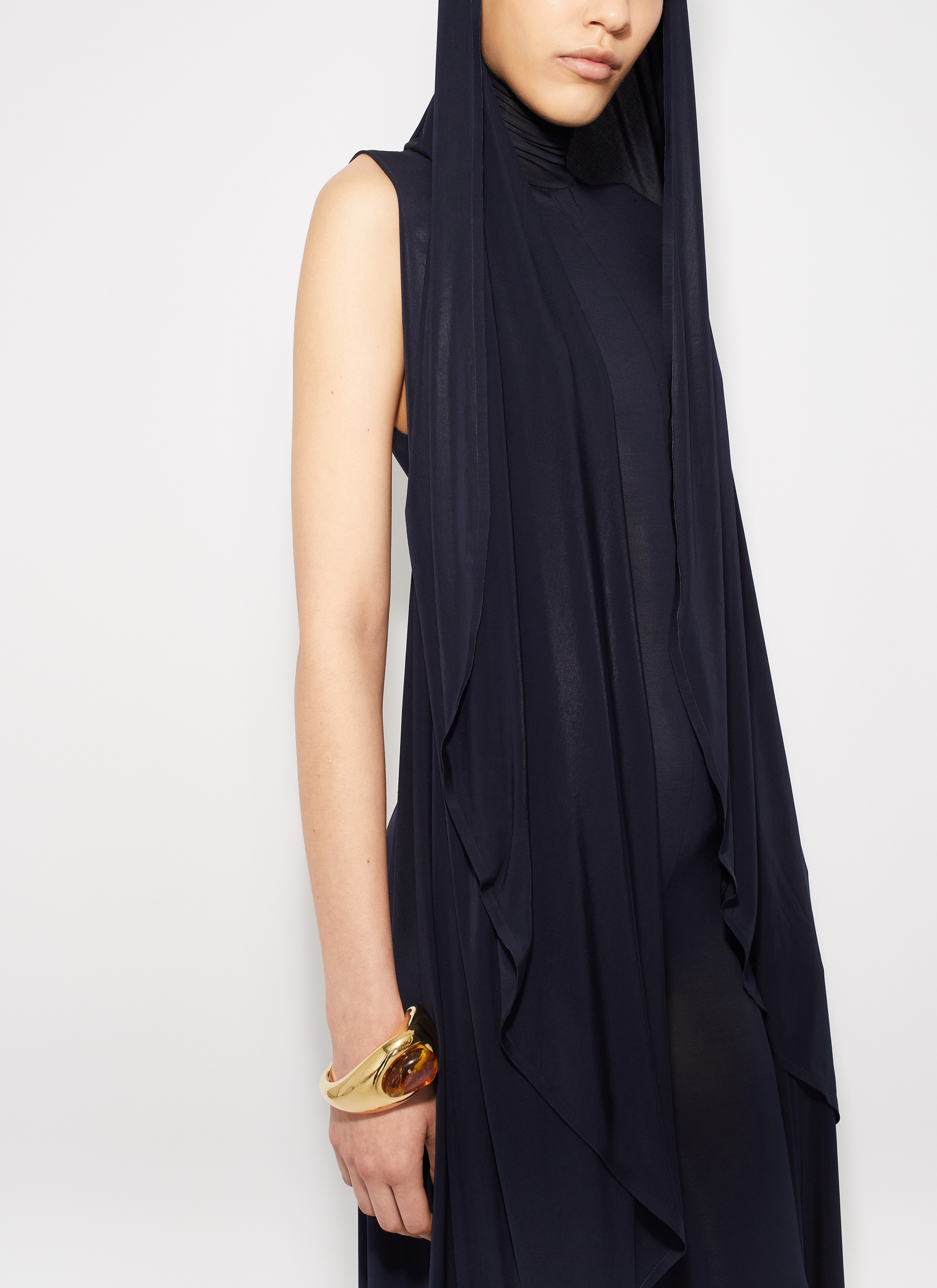 ALAÏA BLUE FLUID JERSEY JUMPSUIT