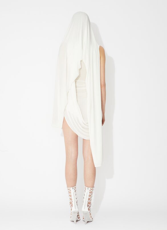 Draped fluid jersey dress ALAÏA WHITE DRAPED FLUID JERSEY DRESS
