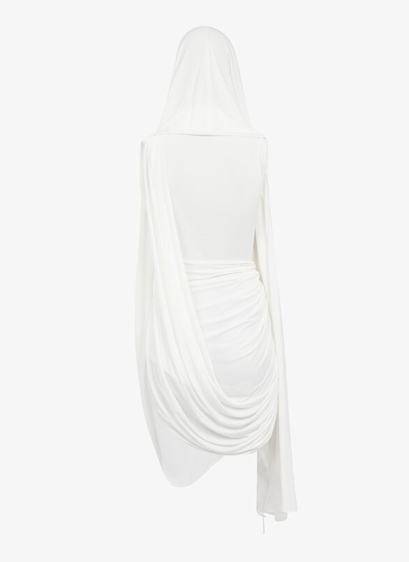 Draped fluid jersey dress ALAÏA WHITE DRAPED FLUID JERSEY DRESS