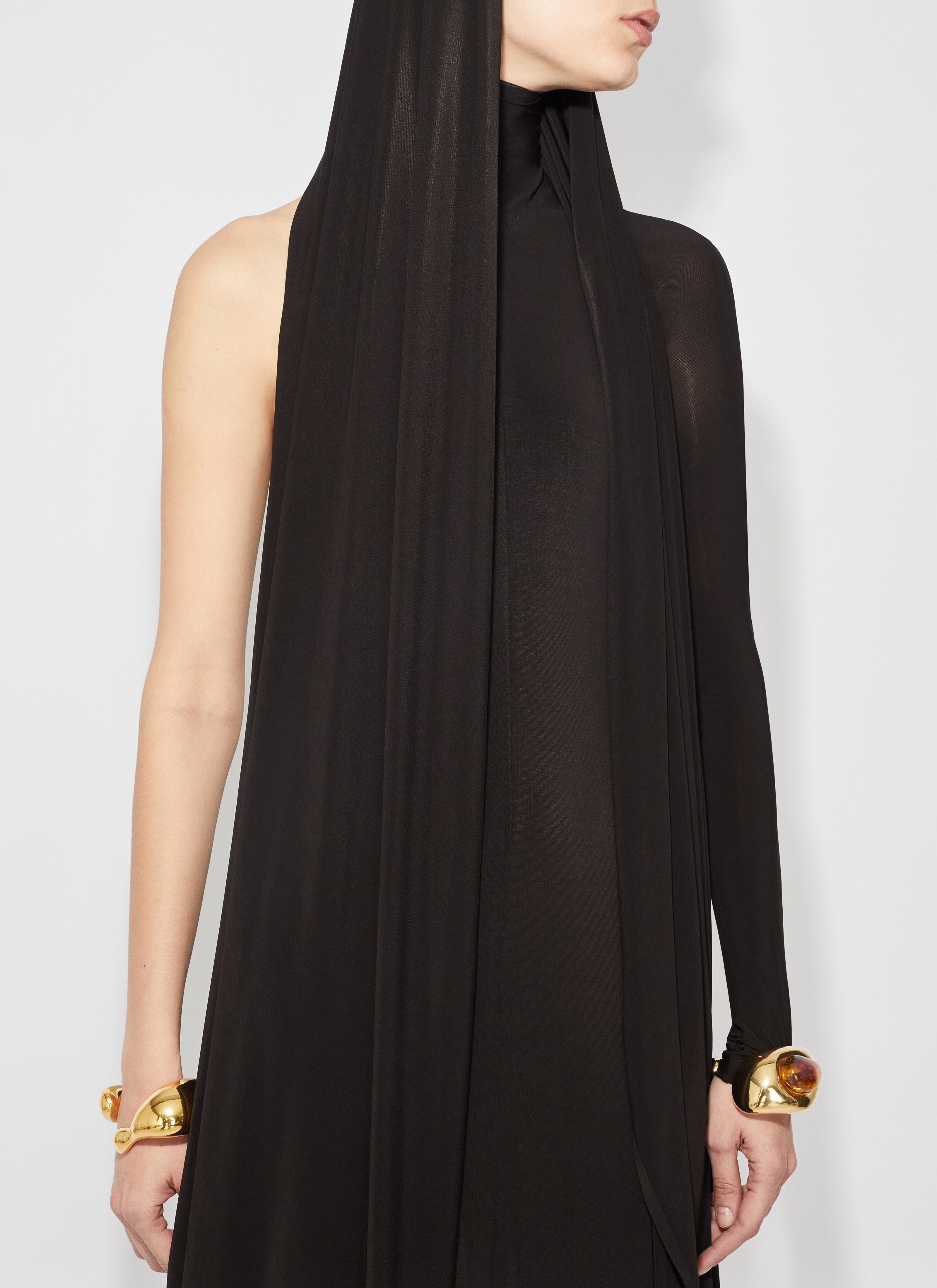 ALAÏA BROWN FLUID JERSEY DRESS  
