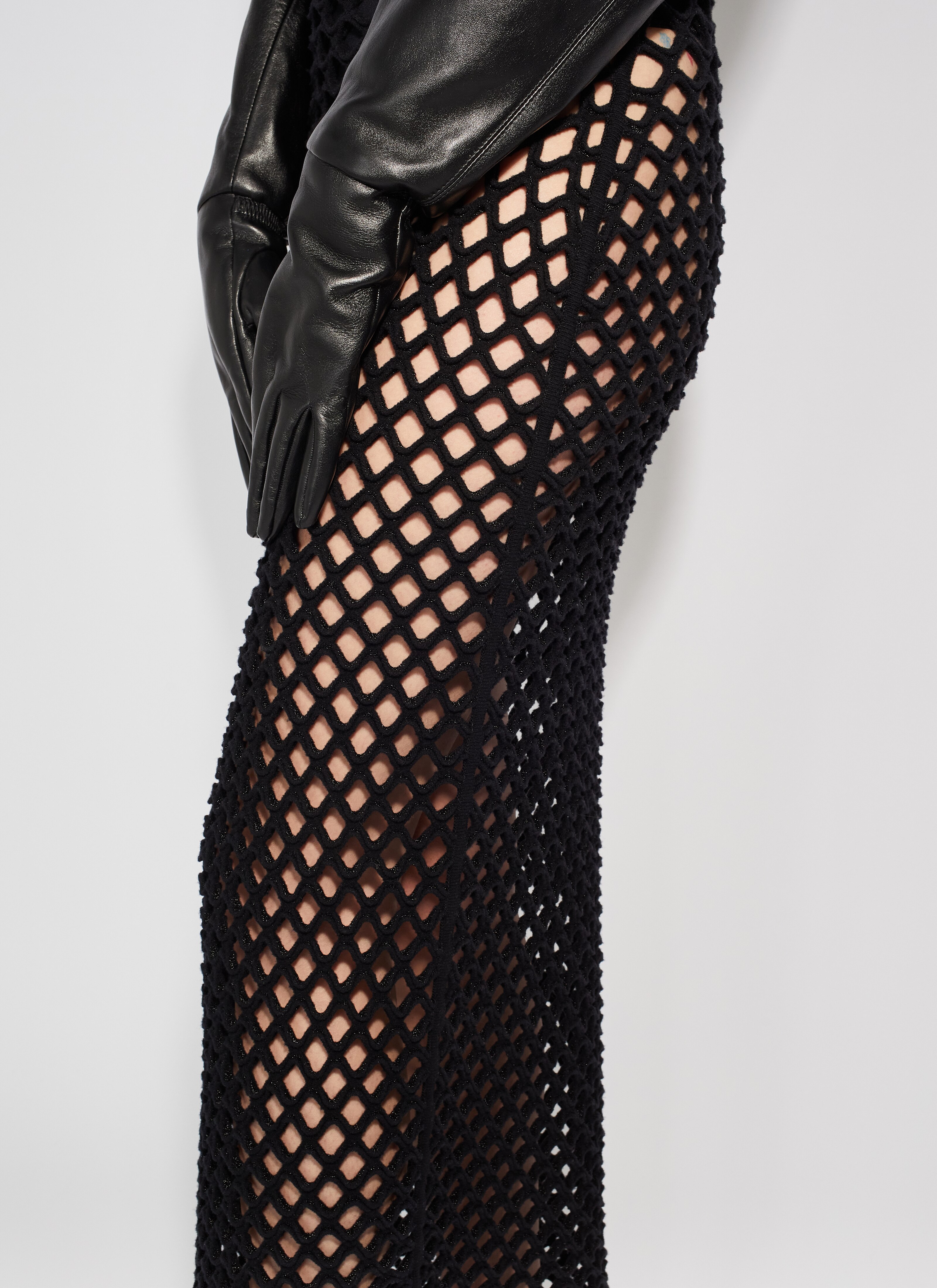 ALAÏA BLACK CAGE KNIT TUBE DRESS