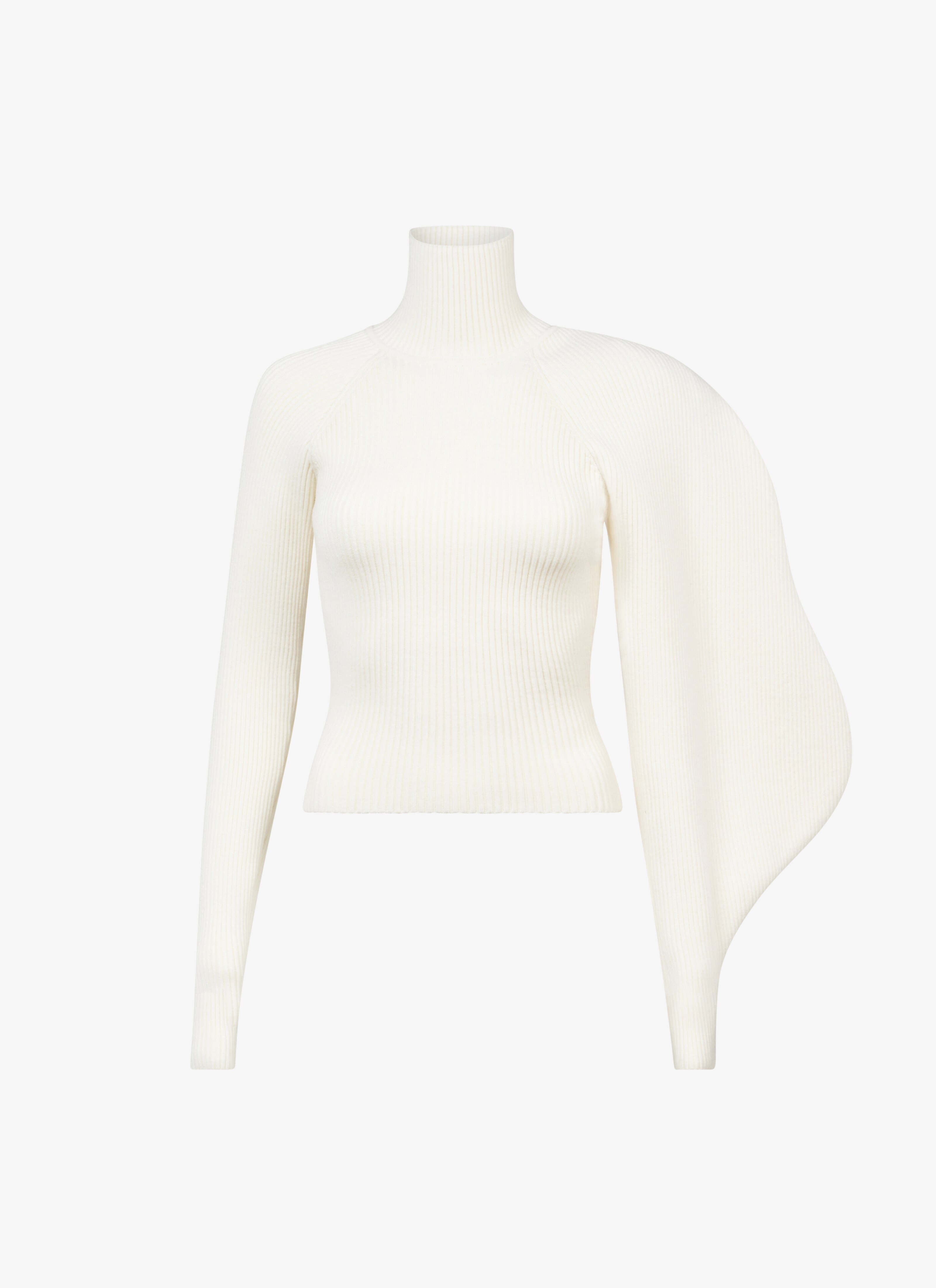 Asymetric sculptural rib knit sweater - maison-alaia.com