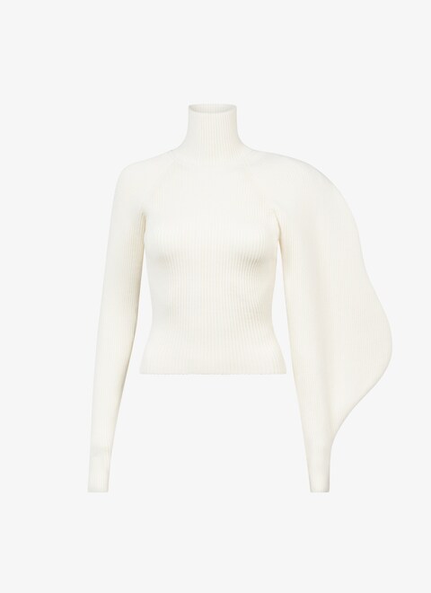 Asymetric sculptural rib knit sweater - maison-alaia.com
