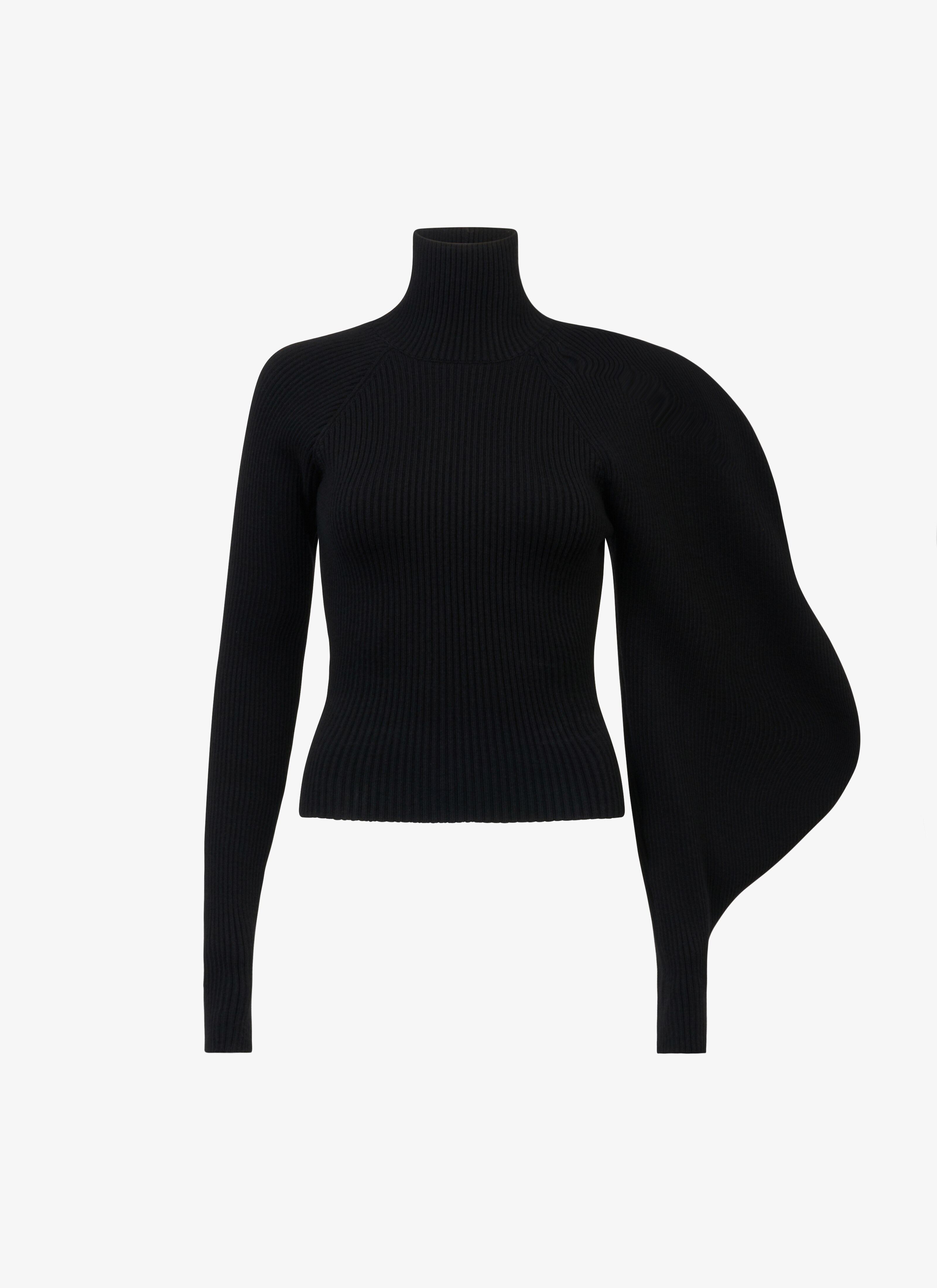 Asymetric sculptural rib knit sweater - maison-alaia.com
