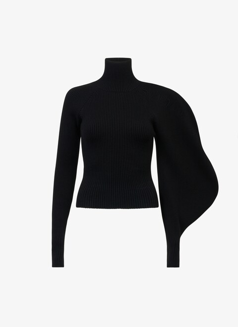 Asymetric sculptural rib knit sweater - maison-alaia.com