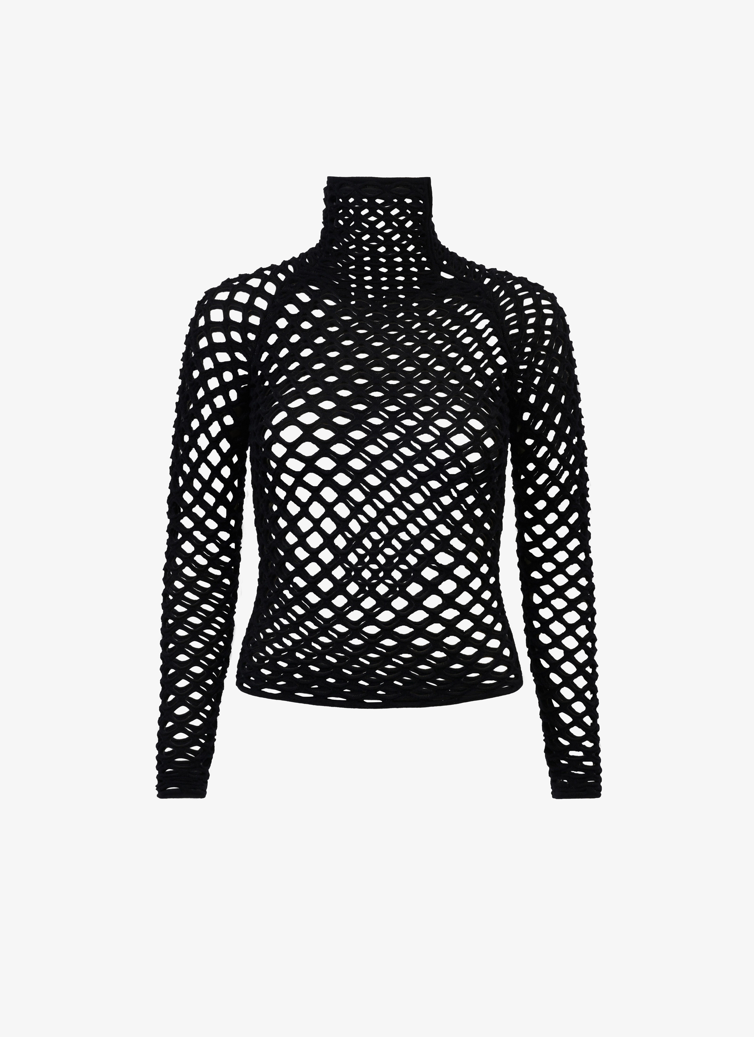 ALAÏA Women's Black Cage Knit Highneck Jumper | ALAÏA US