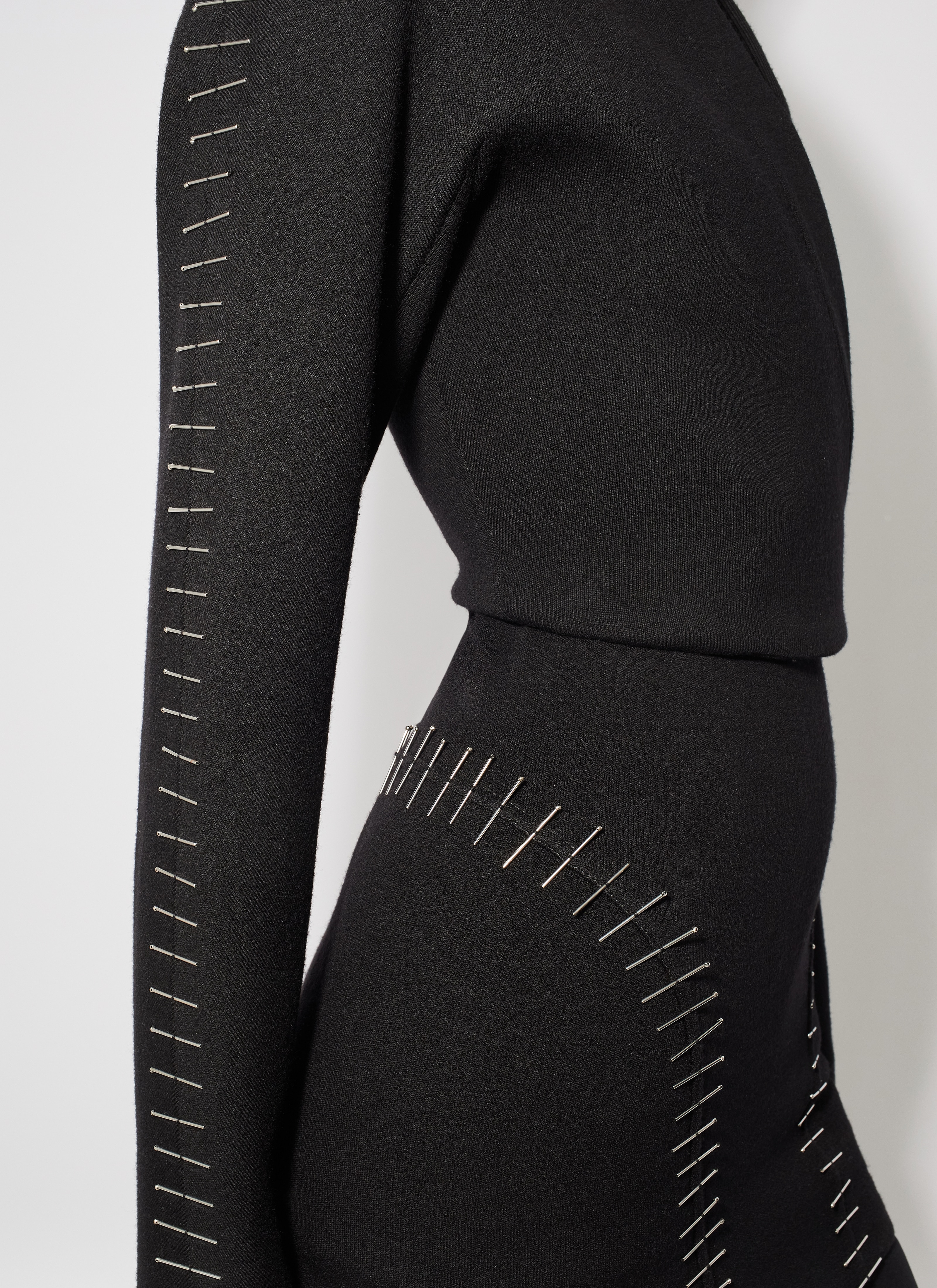 ALAÏA BLACK EMBROIDERED CROPPED JACKET