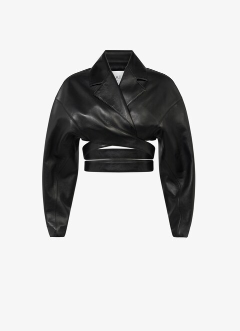 Leather cross-over jacket   - maison-alaia.com