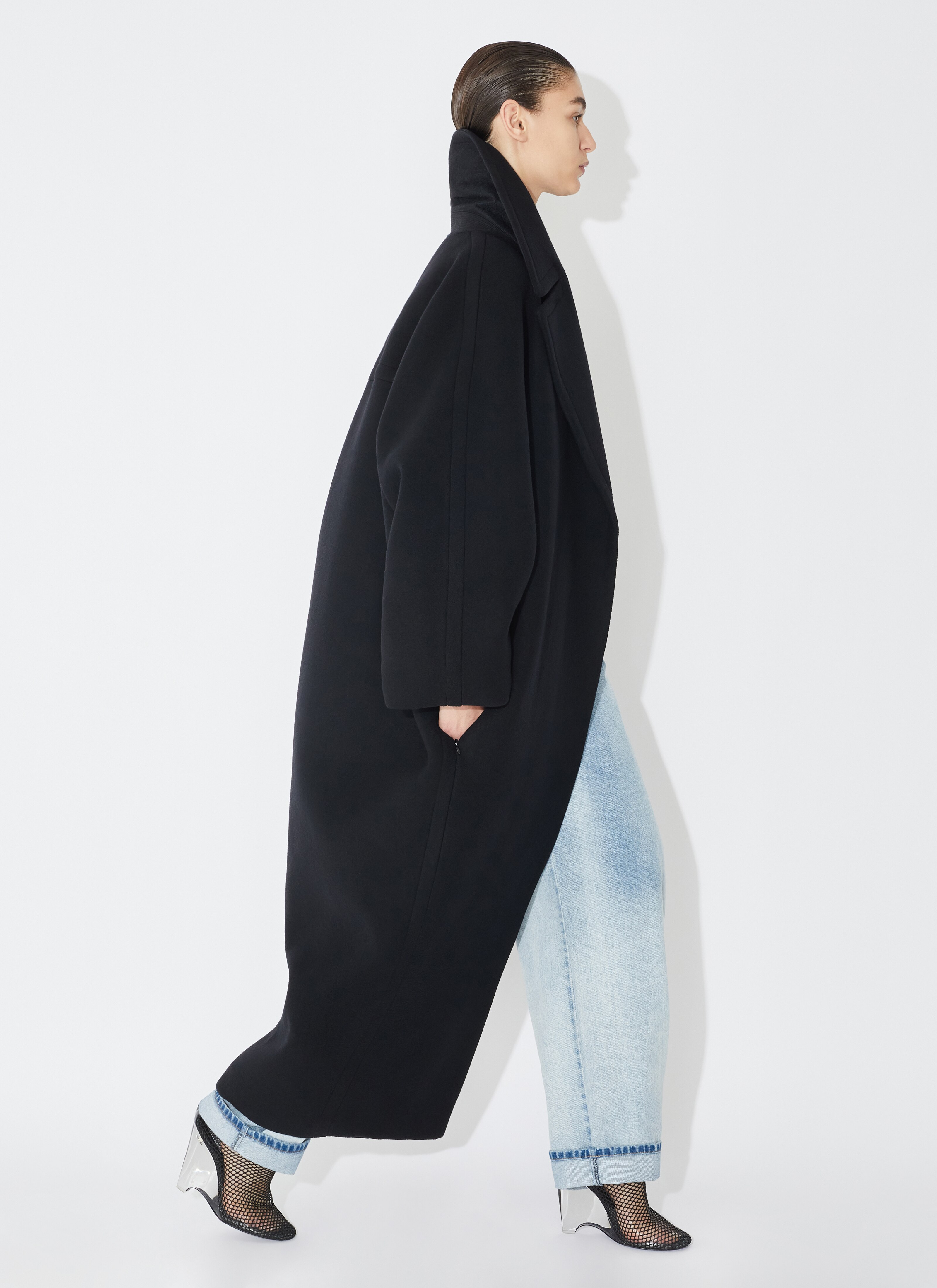 ALAÏA BLACK MAXI WOOL COAT
