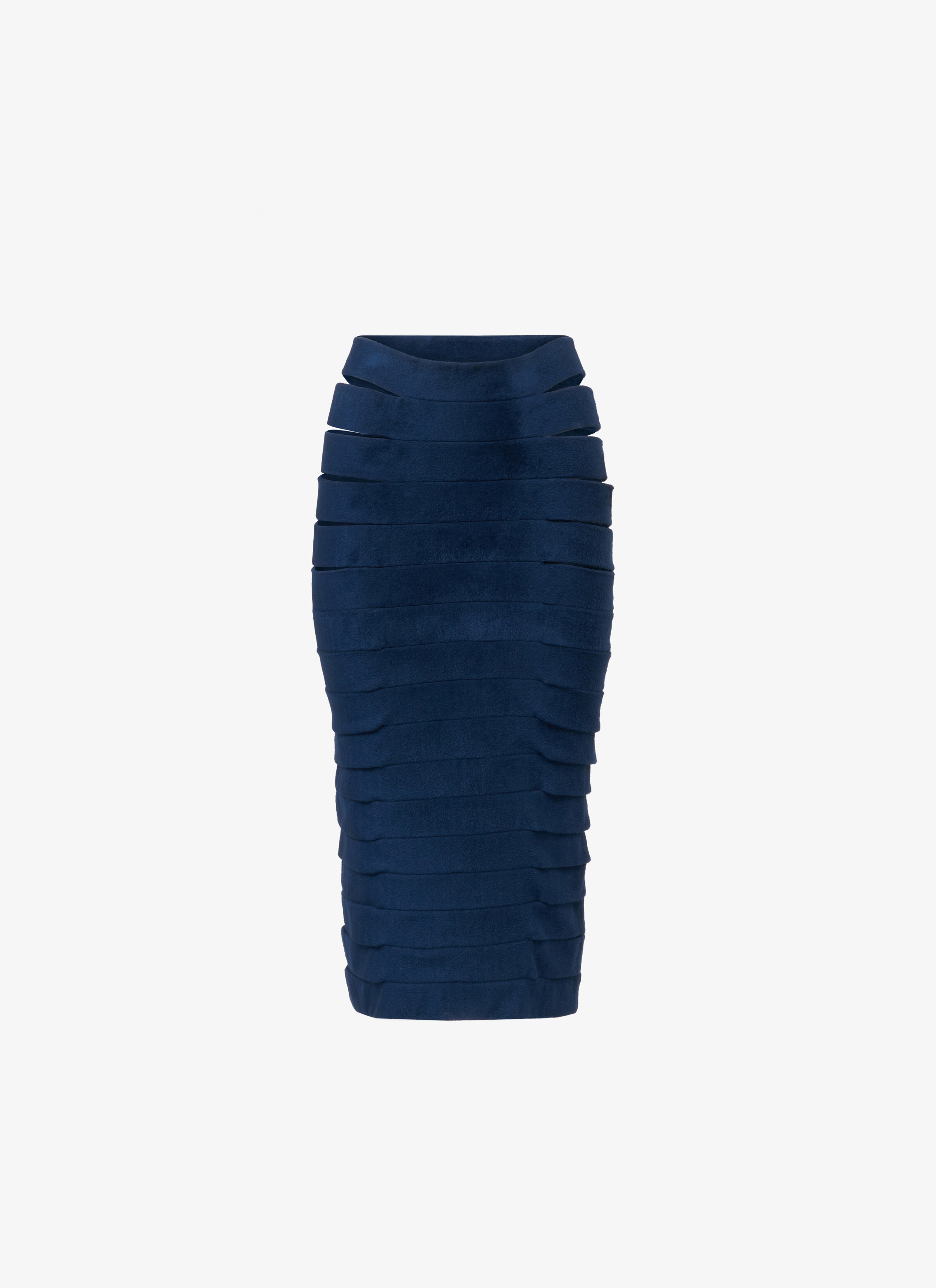 ALAÏA Women's Blue Velvet Band Skirt | ALAÏA US