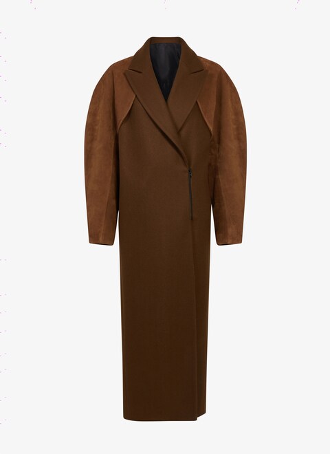 Wool coat with suede leather bolero - maison-alaia.com