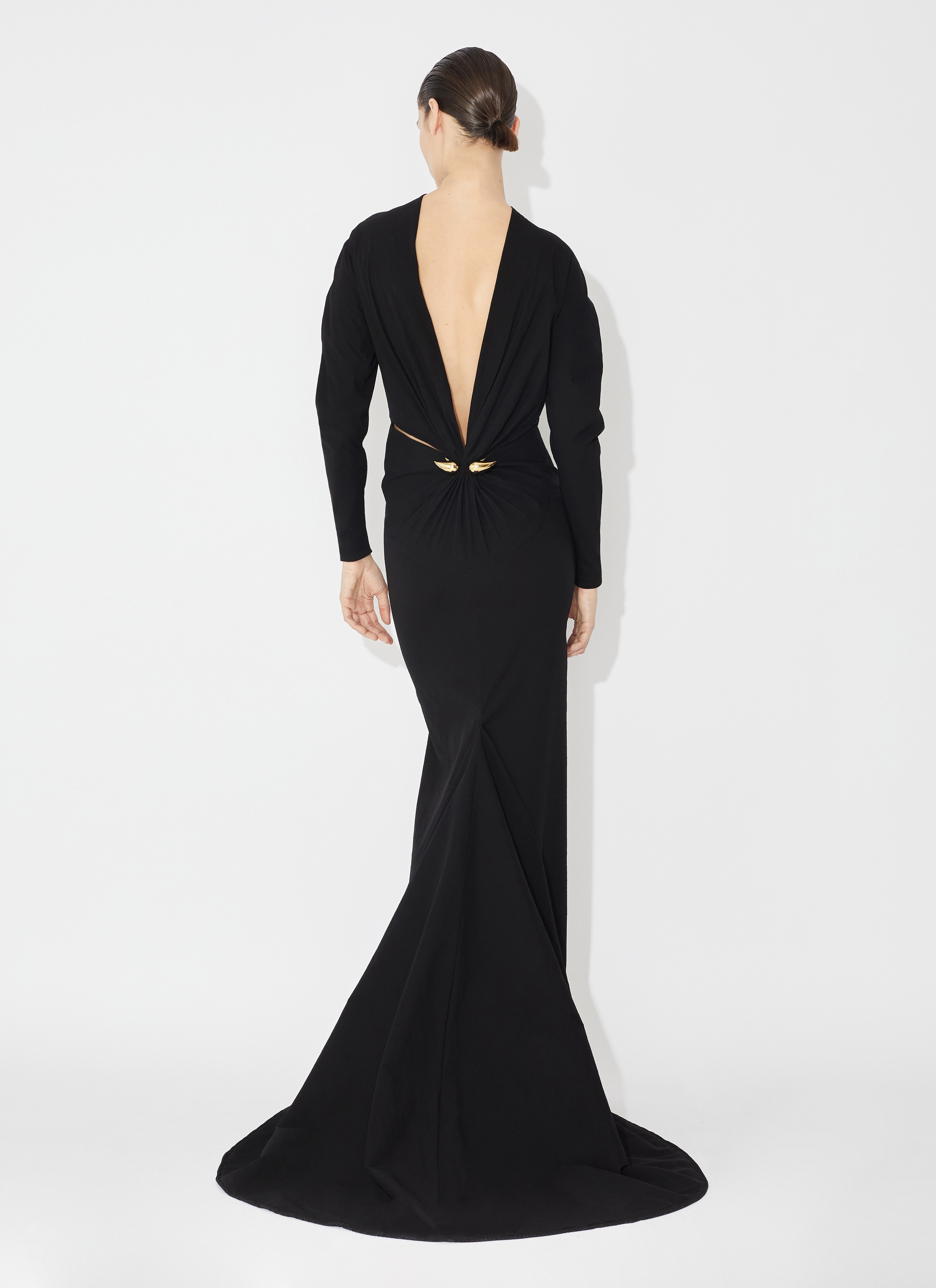 ALAÏA BLACK TAFFETA JEWEL GOWN
