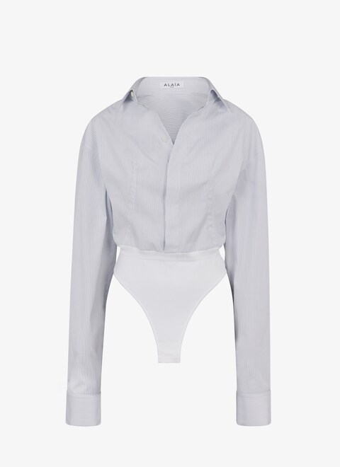 Striped poplin body-shirt - maison-alaia.com