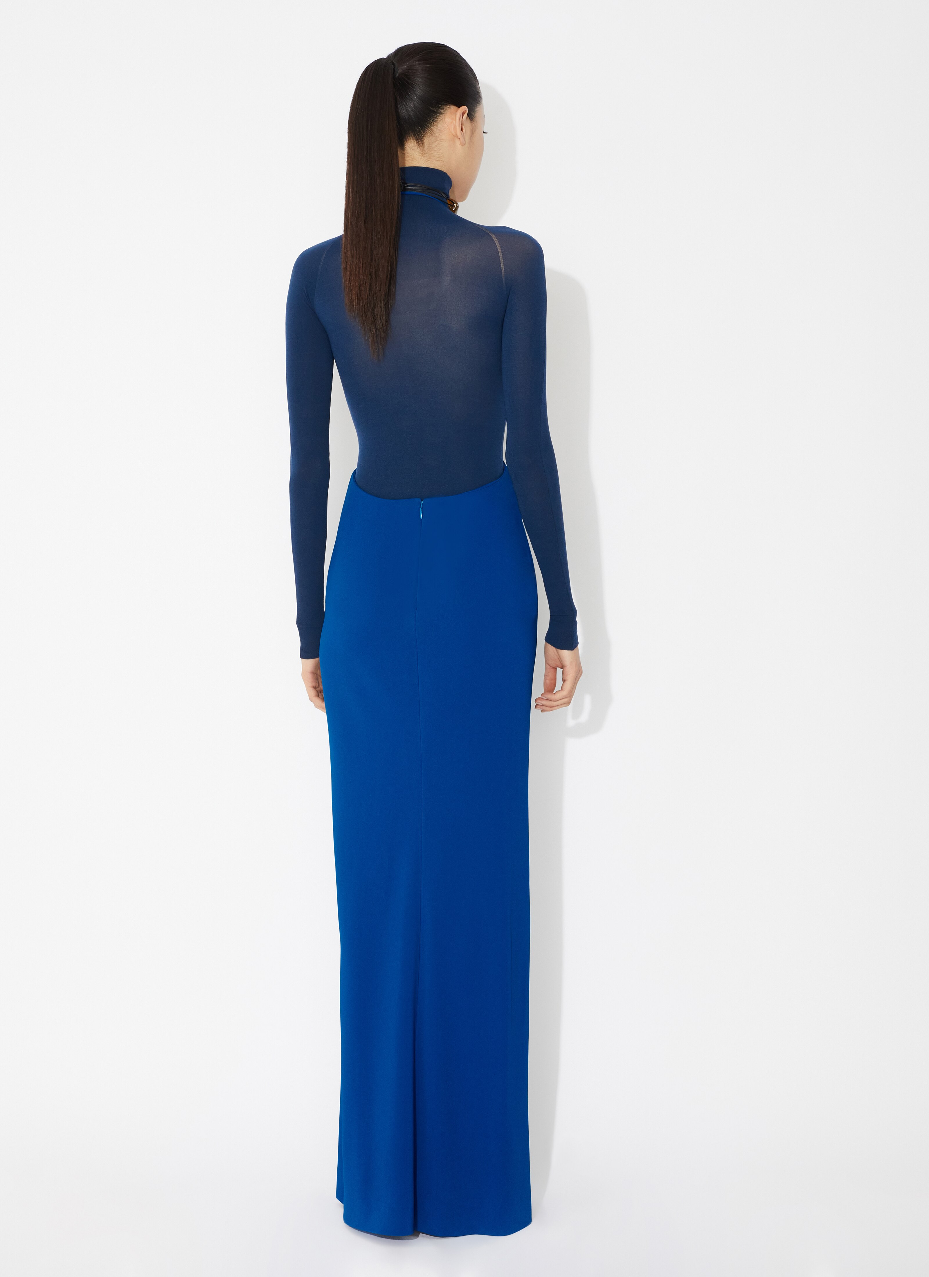 ALAÏA BLUE CADY GOWN SKIRT