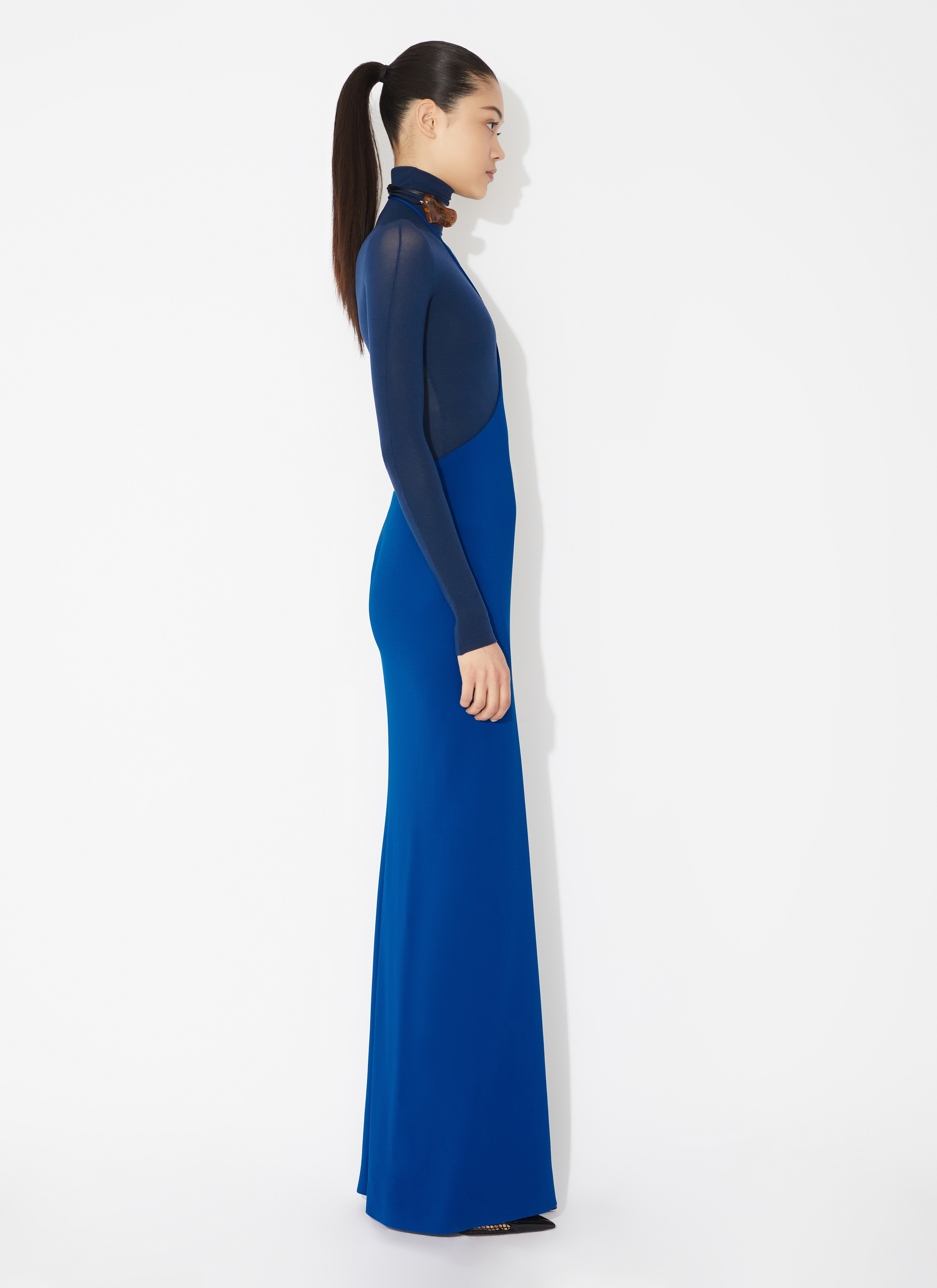 ALAÏA BLUE CADY GOWN SKIRT
