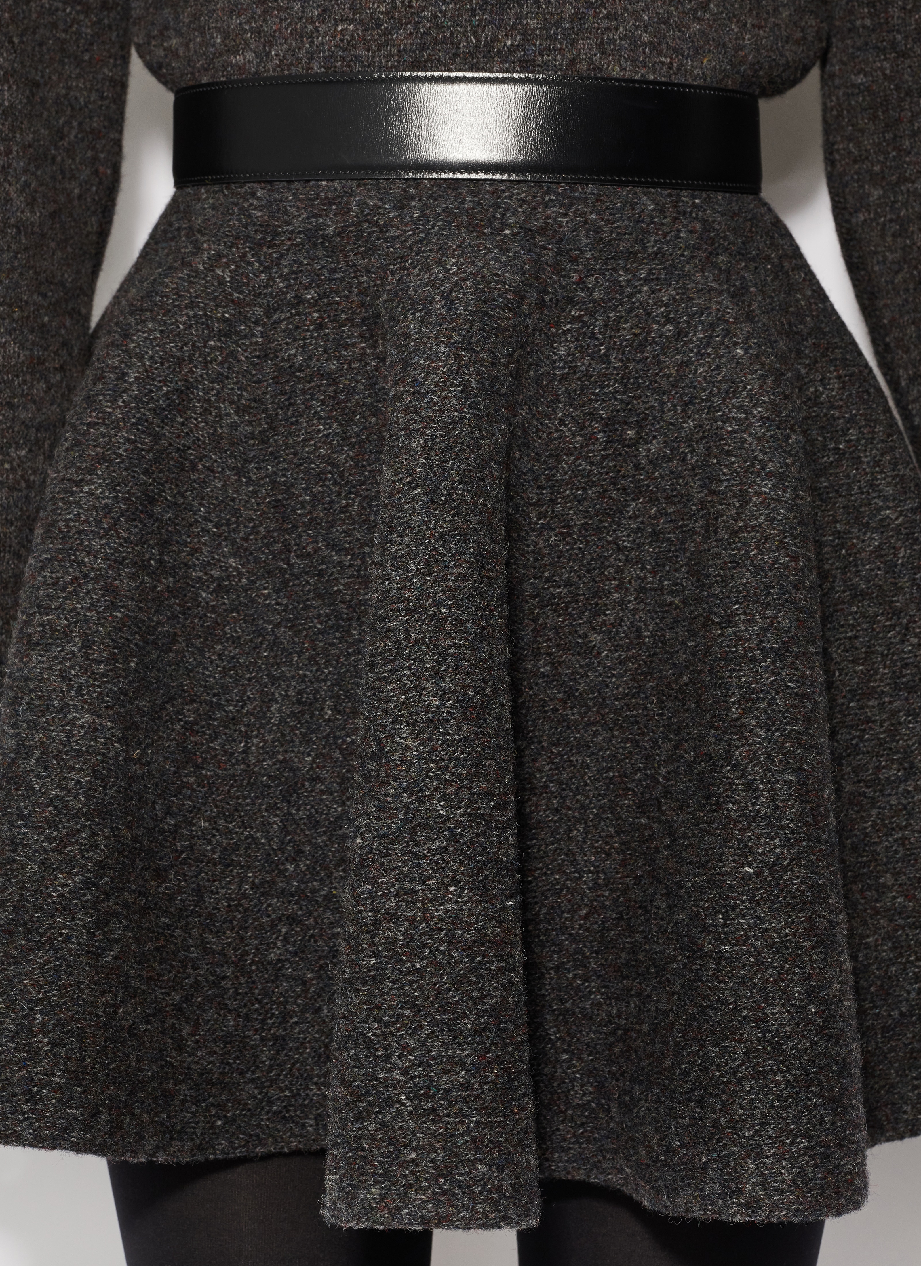 ALAÏA GRAY SHETLAND WOOL SKATER SKIRT