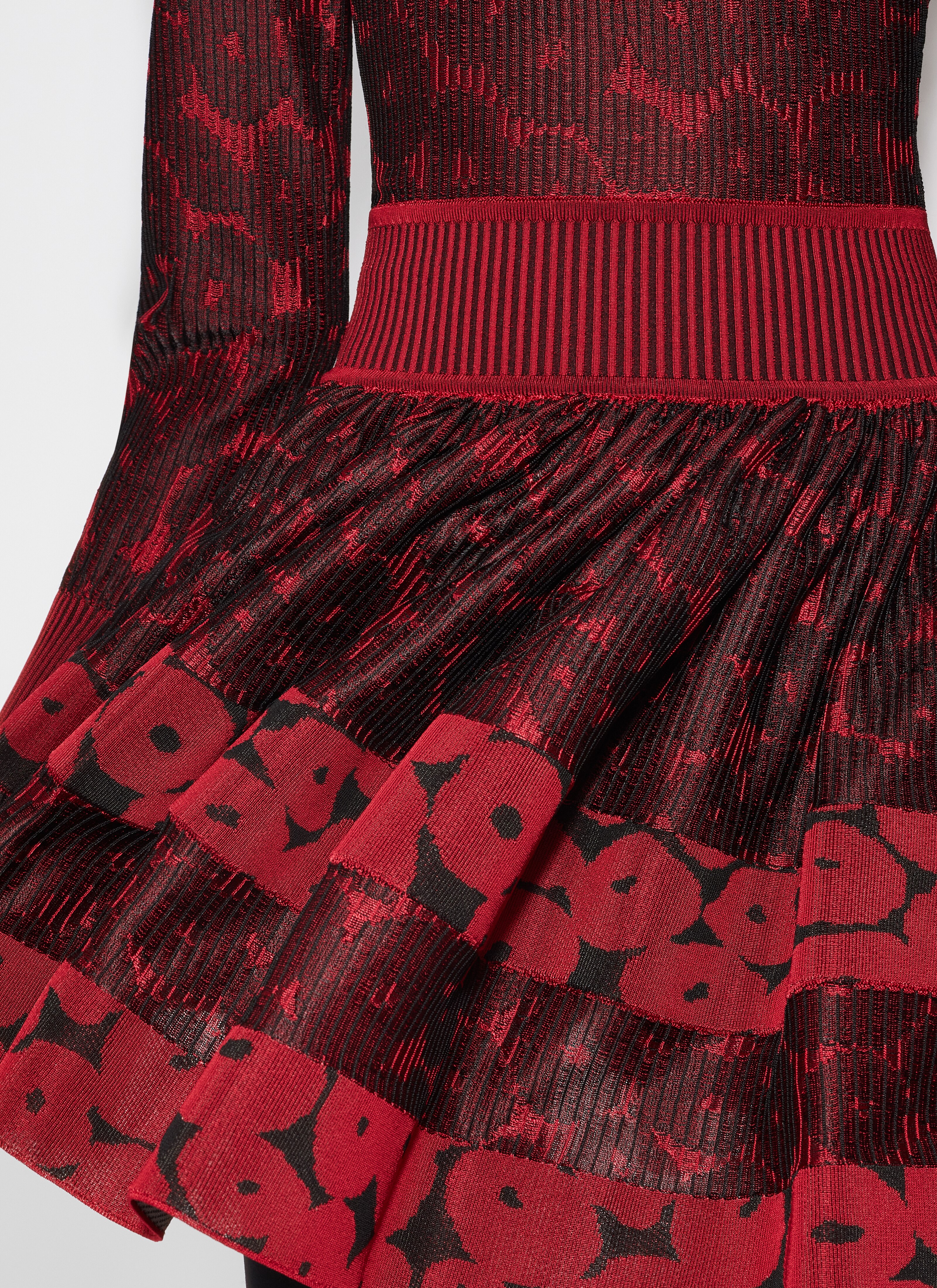 ALAÏA RED JACQUARD CRINOLINE DRESS 