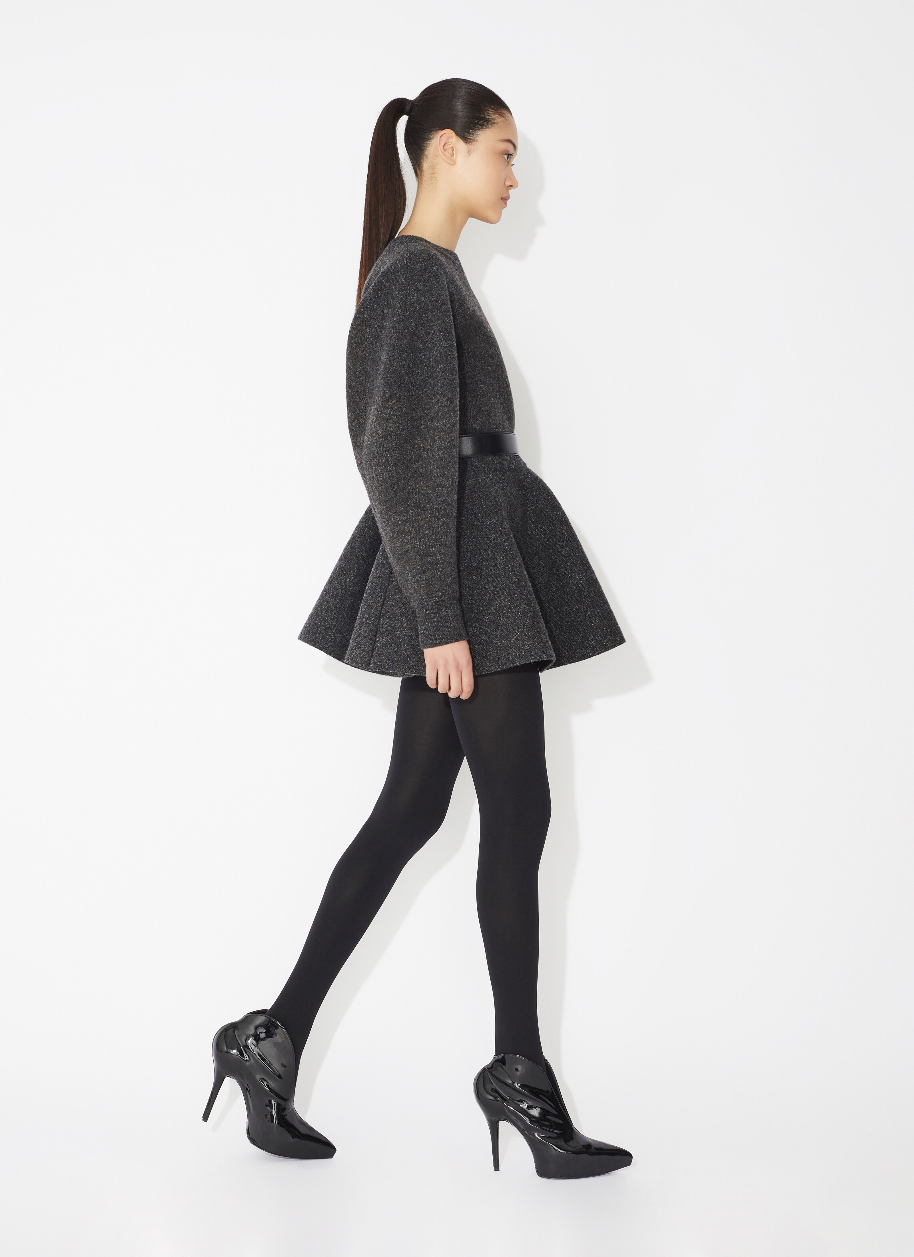 ALAÏA GRAY SHETLAND WOOL JUMPER