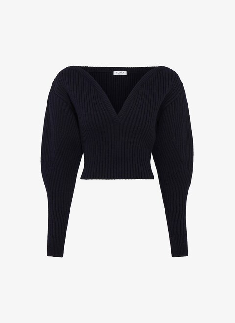 Wool cashmere heart rib sweater - maison-alaia.com