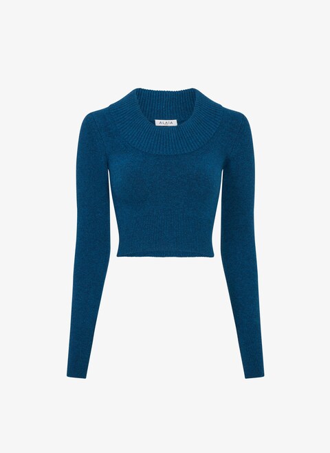 Lambswool cropped jumper - maison-alaia.com