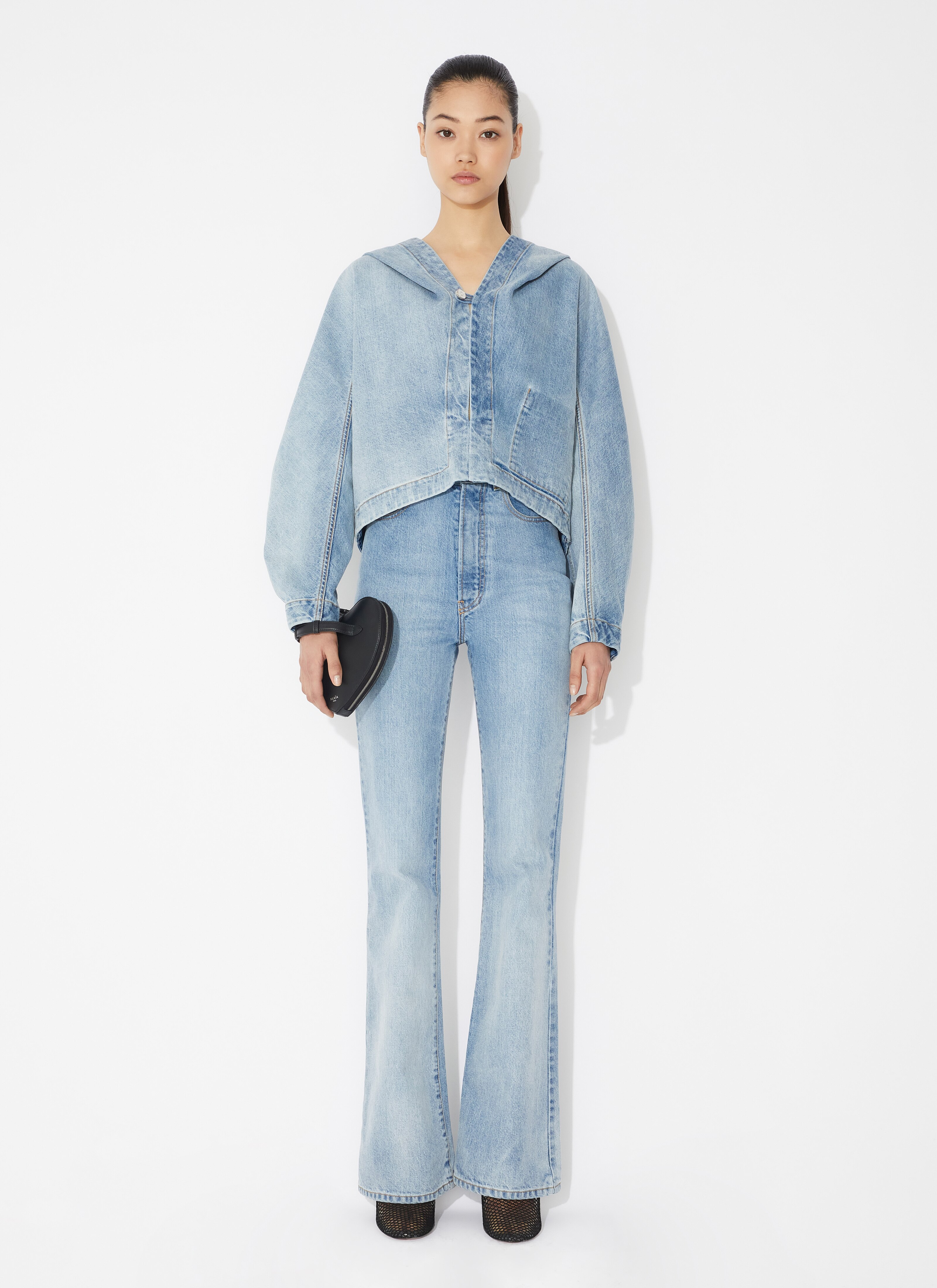 ALAÏA BLUE DENIM VAREUSE JACKET
