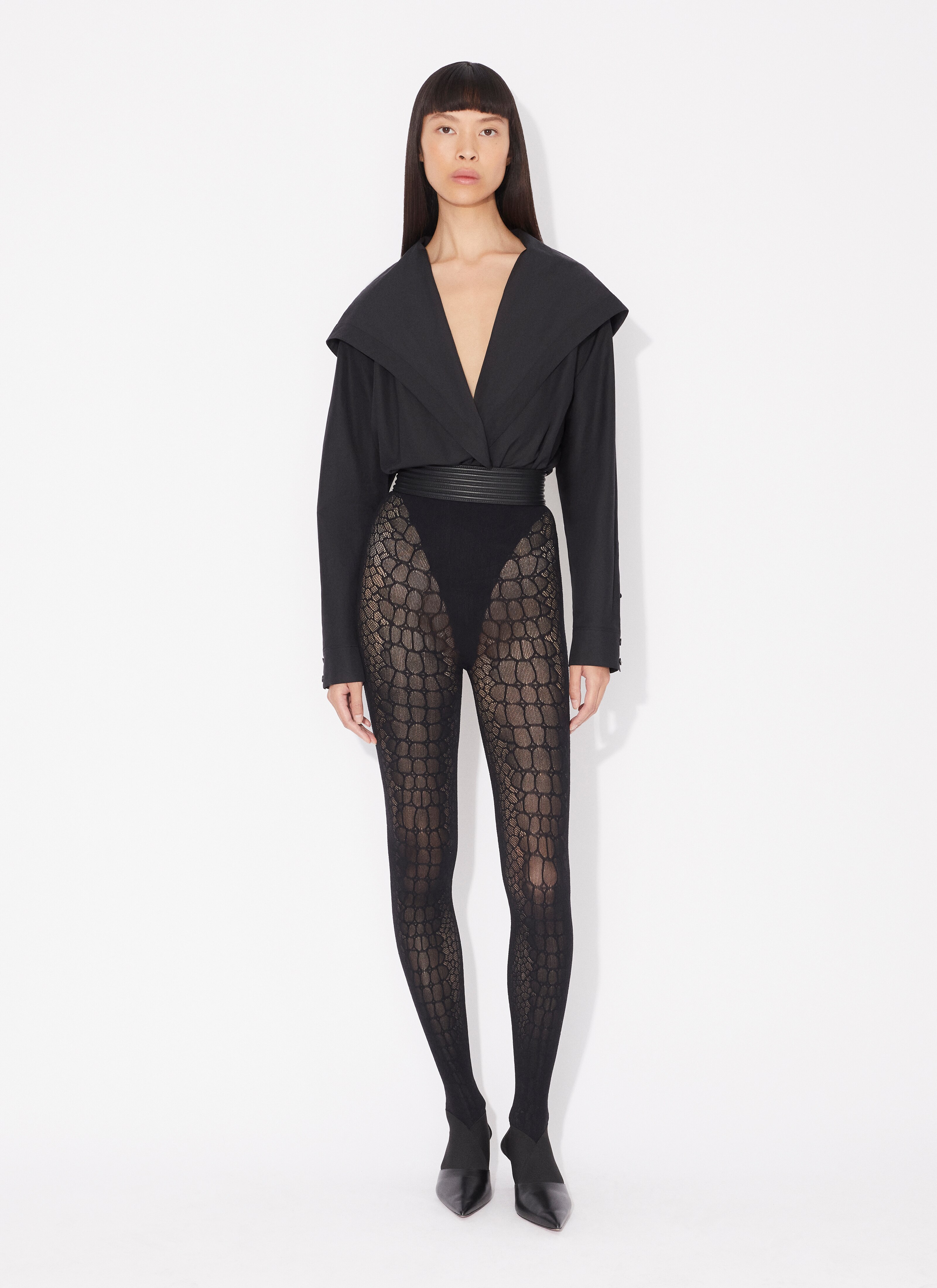 ALAÏA SCHWARZ KROKO-STRUMPFHOSE