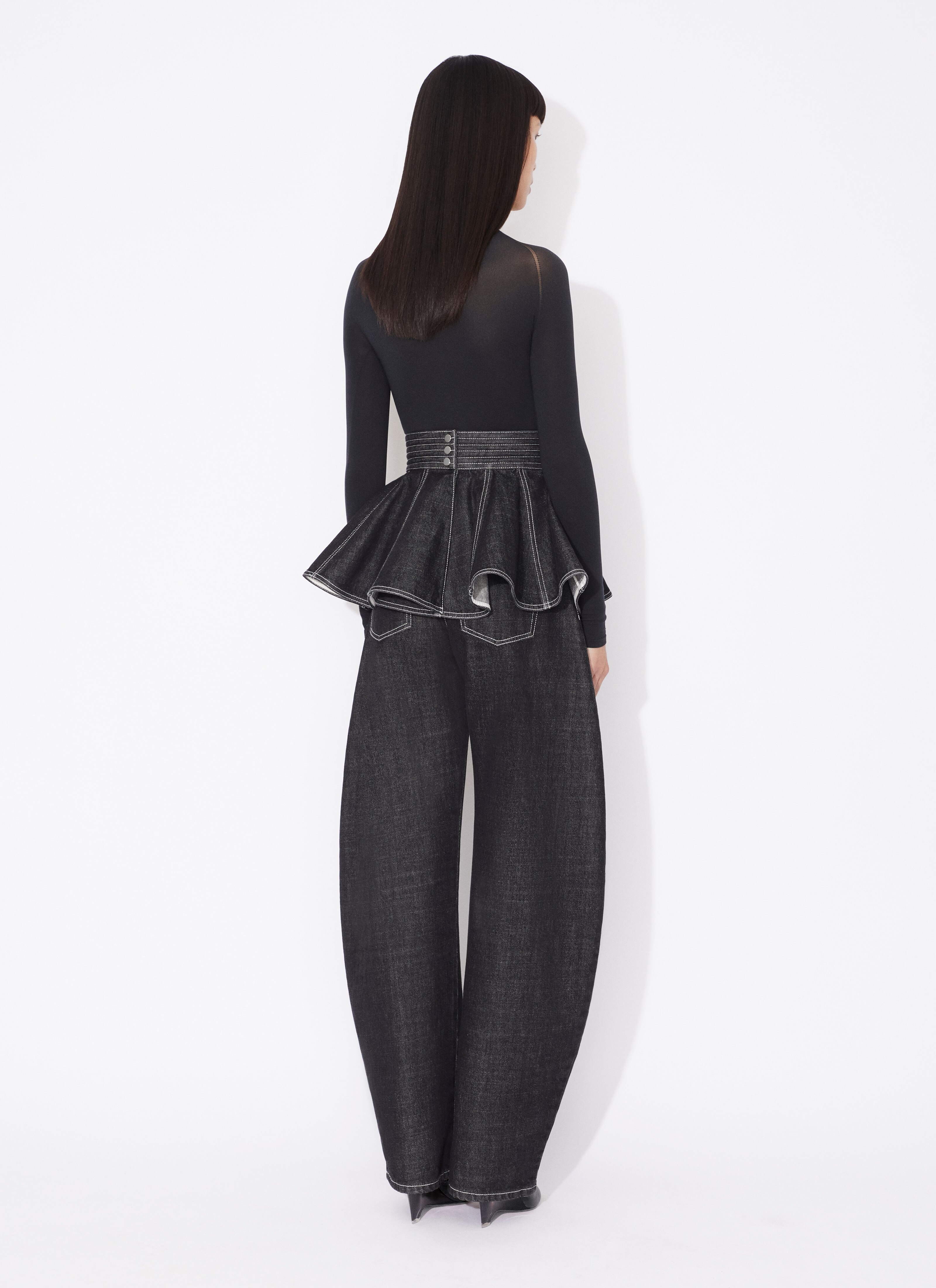 ALAÏA BLACK BLACK DENIM SKIRT BELT