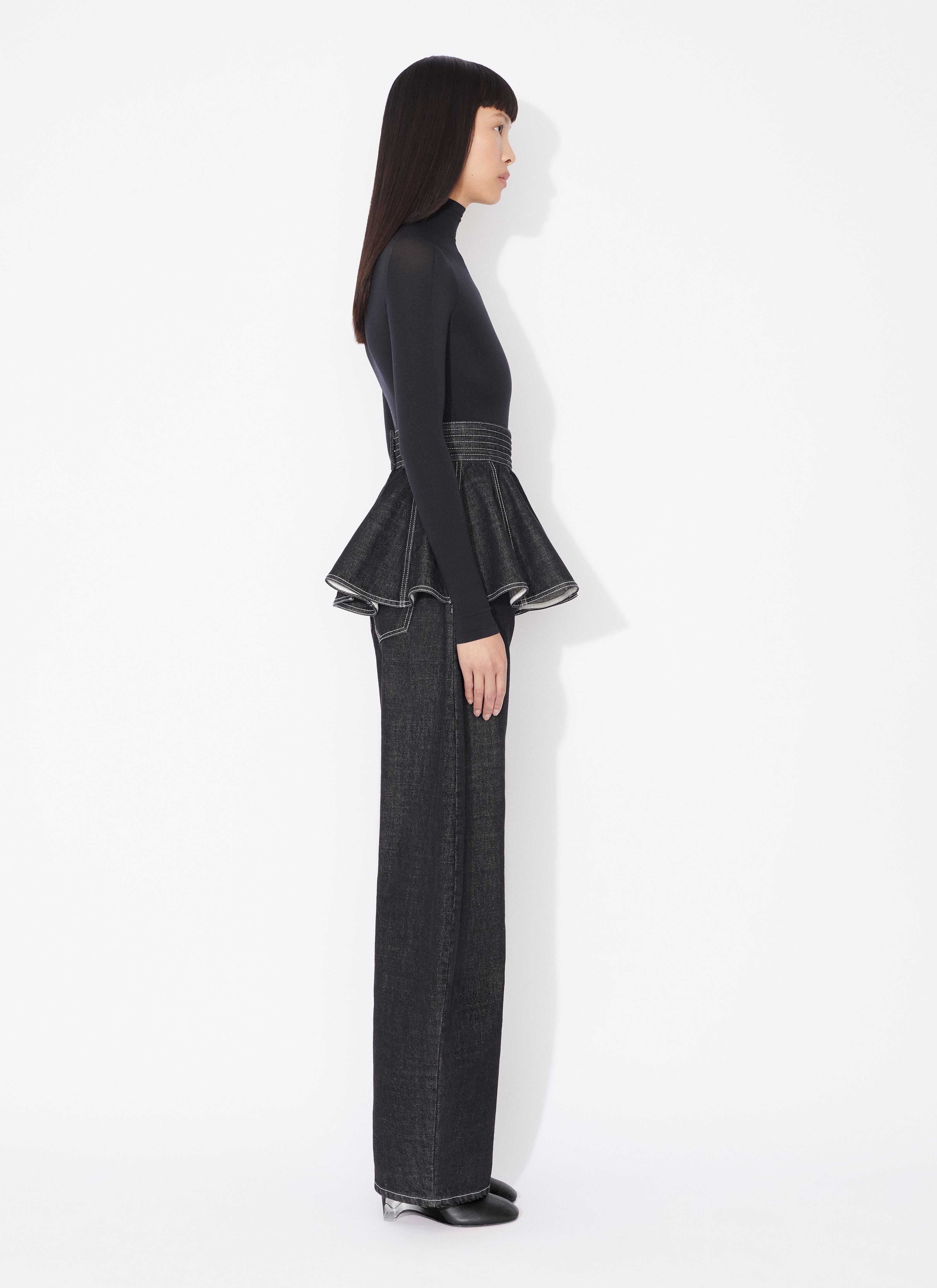 ALAÏA BLACK BLACK DENIM SKIRT BELT