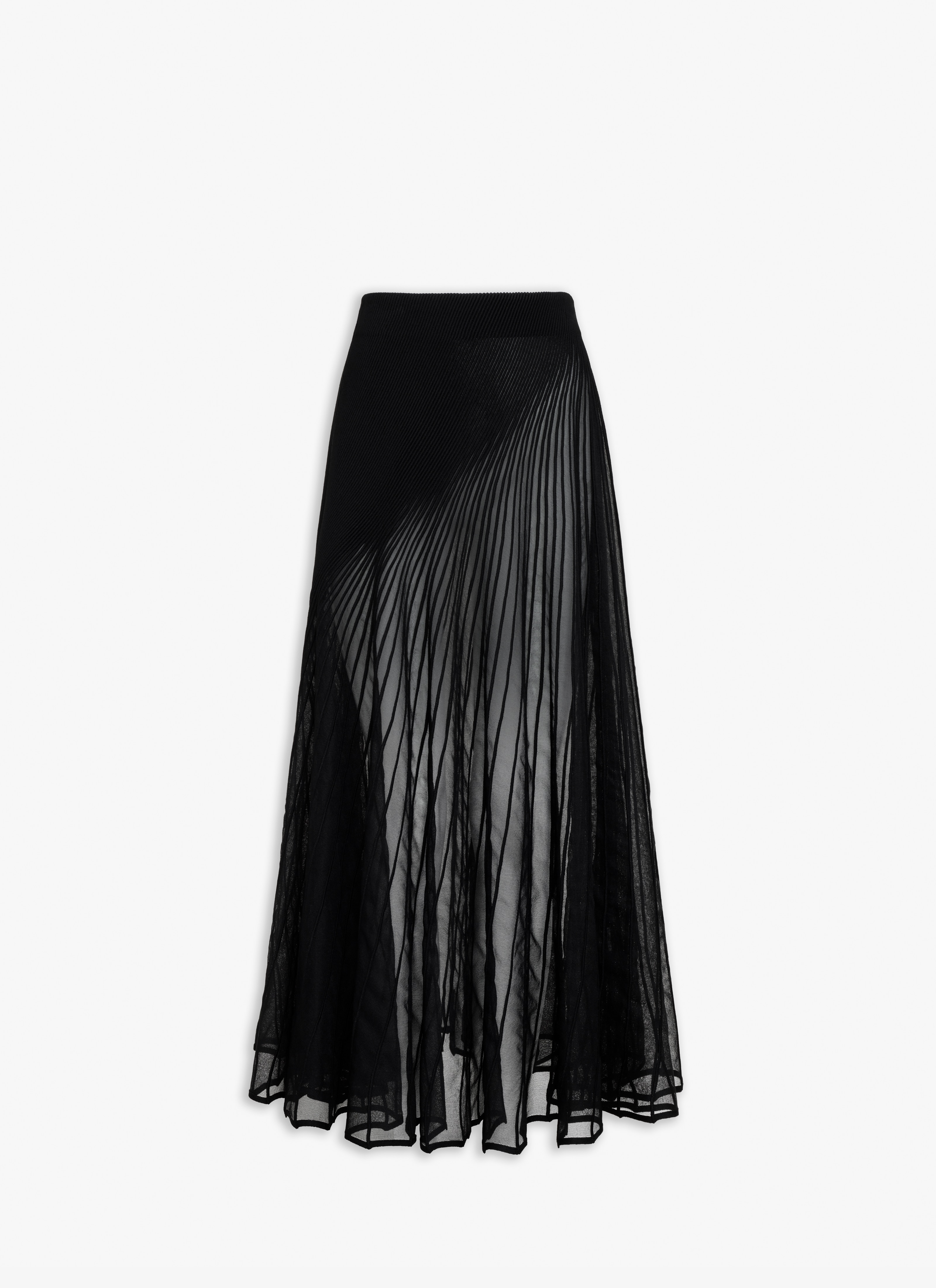 Long black pleated skirt