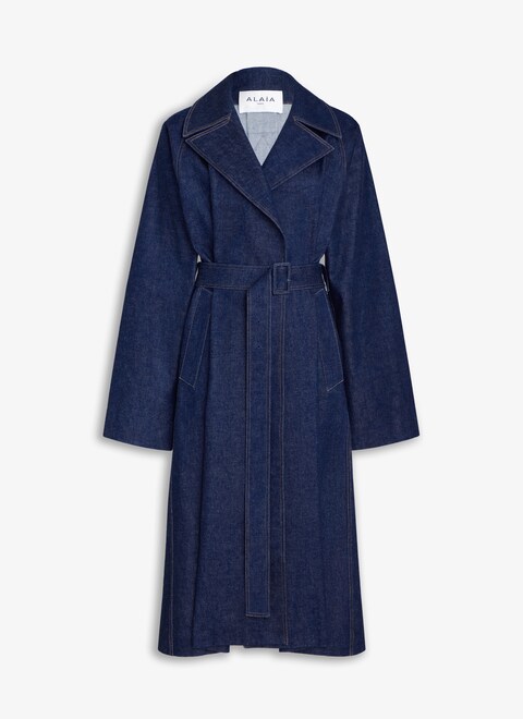 DENIM BELTED TRENCH - maison-alaia.com